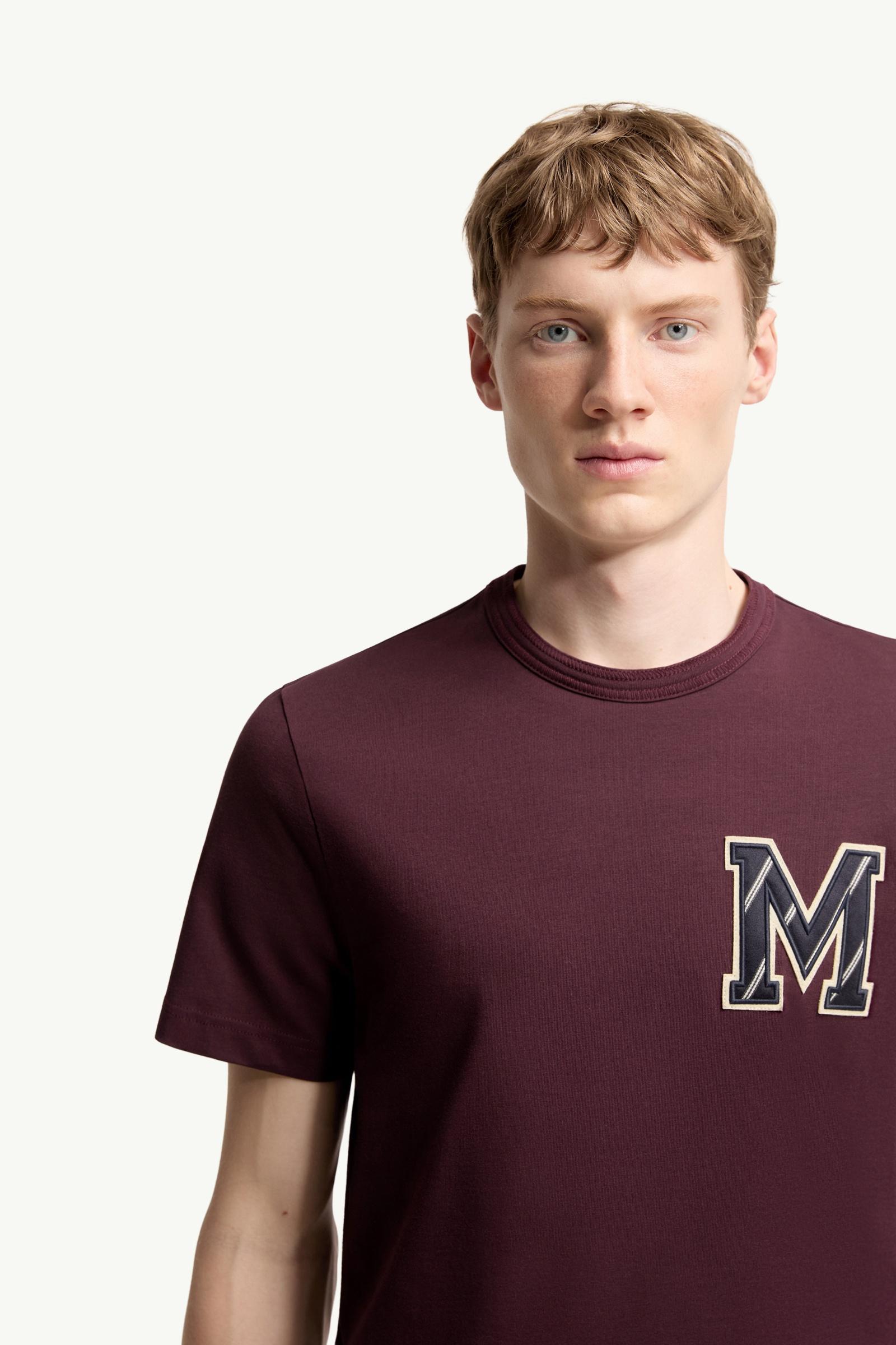 Moncler Cotton Jersey Monogram T-Shirt Burgundy Burgundy