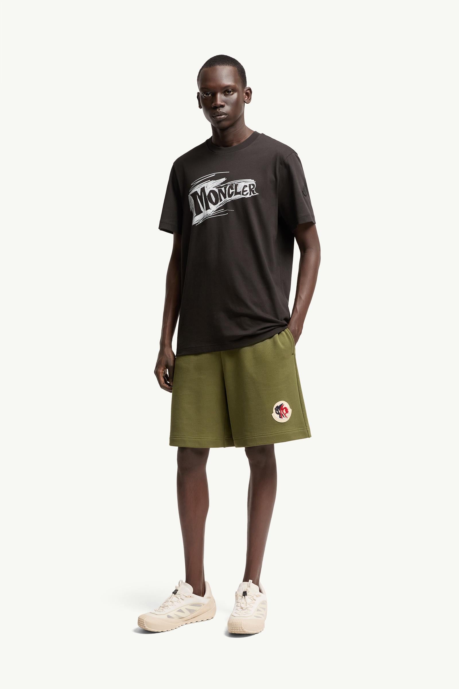 Moncler Sketch Logo Cotton T-Shirt Black Black