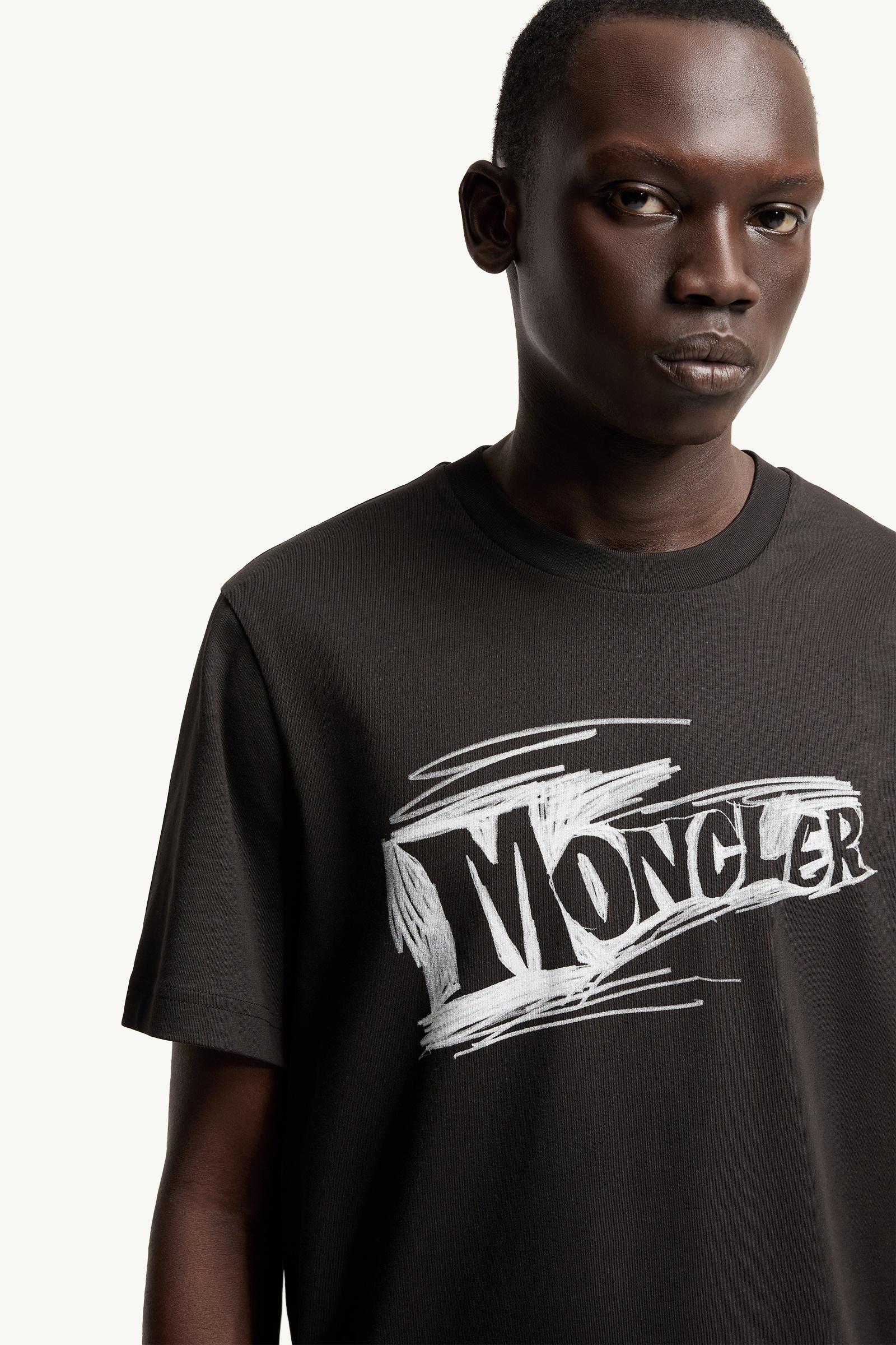 Moncler Sketch Logo Cotton T-Shirt Black Black