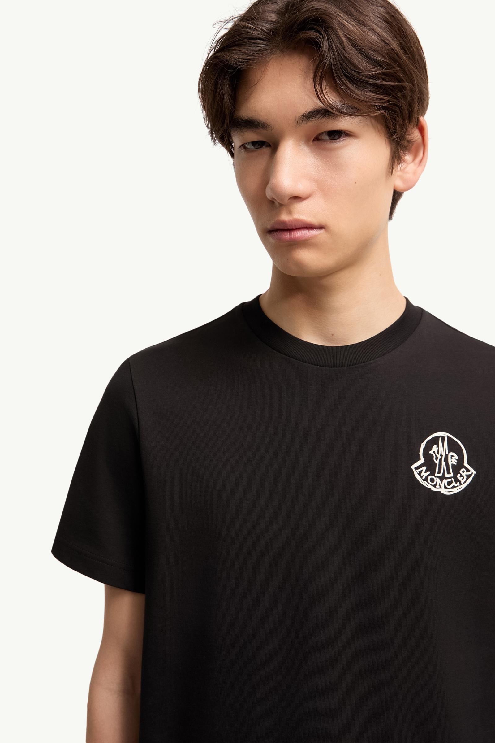 Moncler Cotton Jersey Logo Patch T-Shirt Black Black