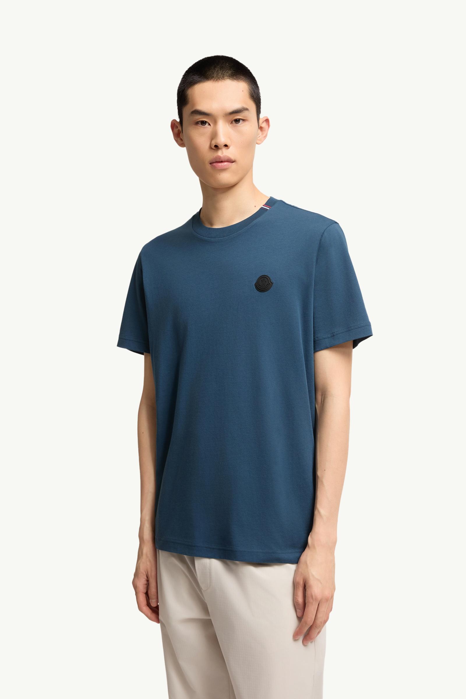 Moncler Logo Cotton T-Shirt Ink Blue Ink Blue
