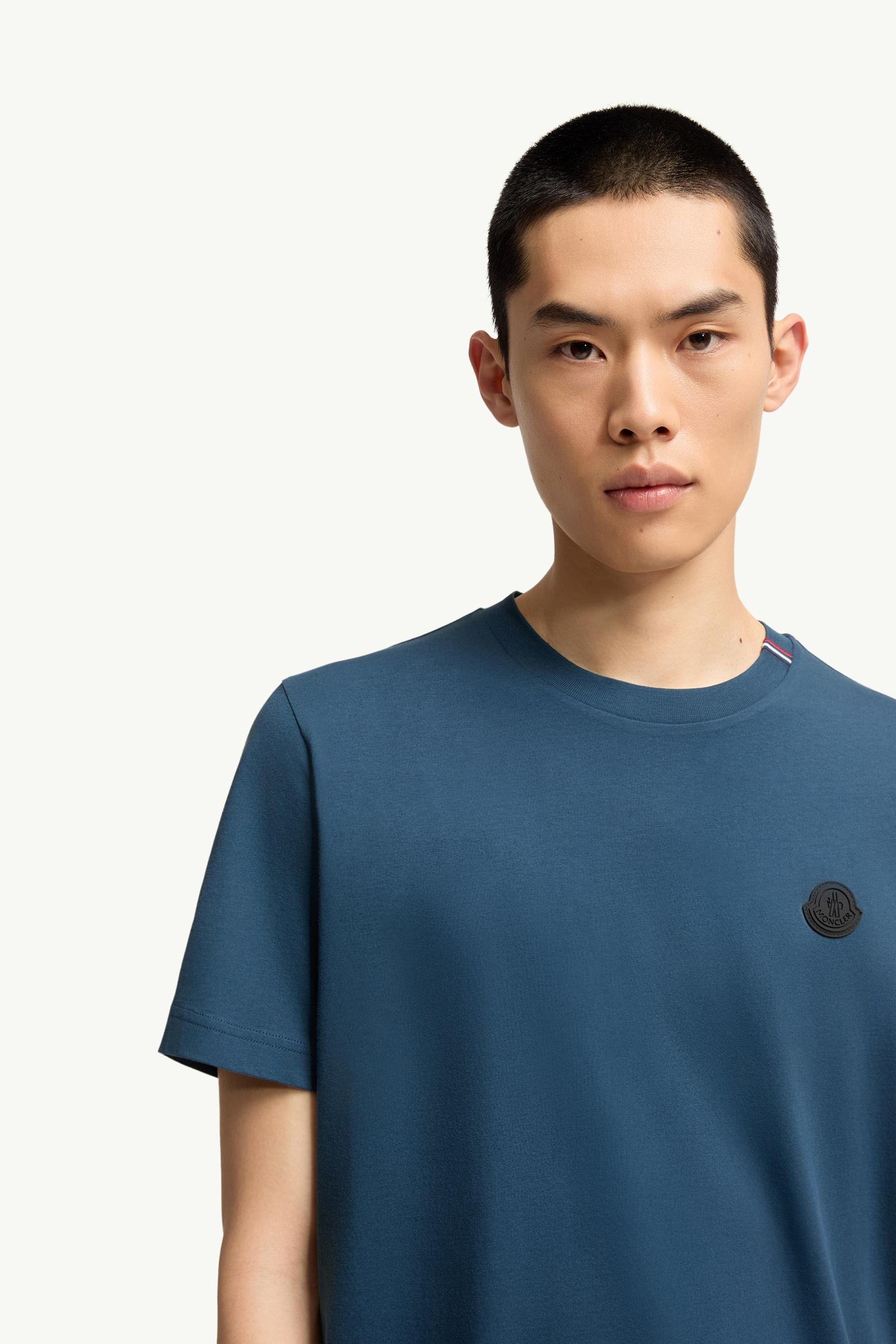 Moncler Logo Cotton T-Shirt Ink Blue Ink Blue