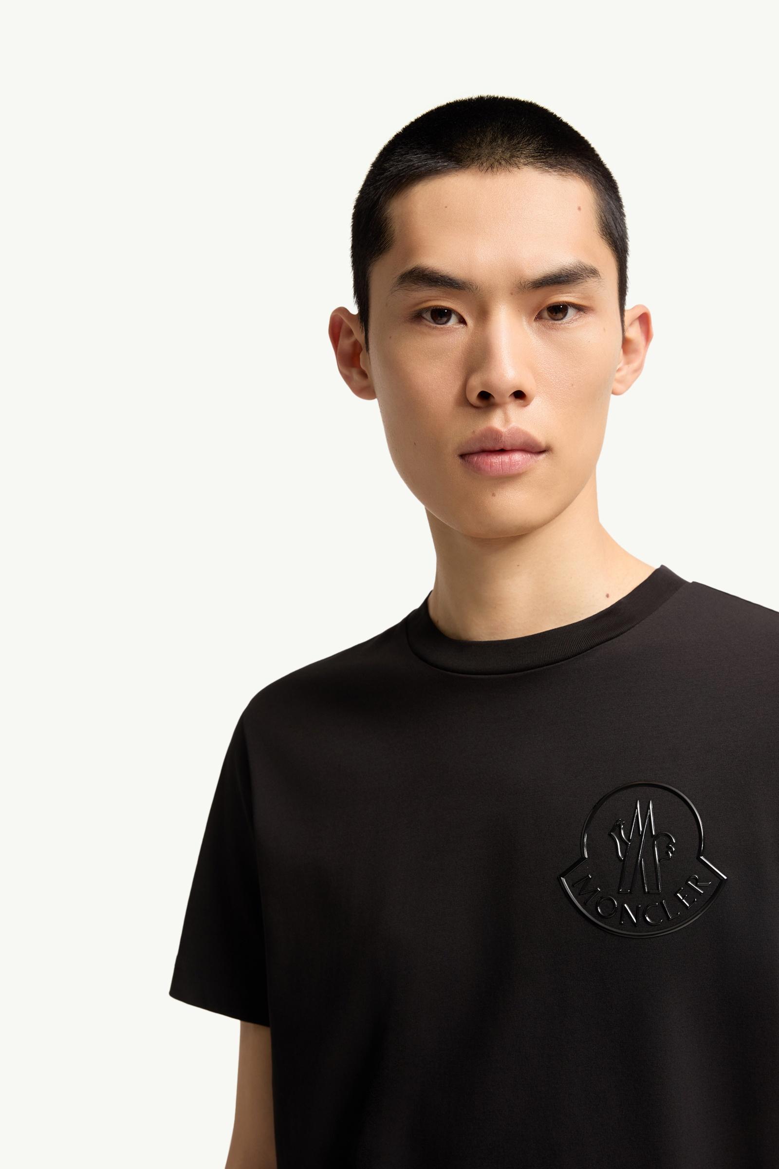 Moncler Three-Dimensional Logo Cotton T-Shirt Black Black