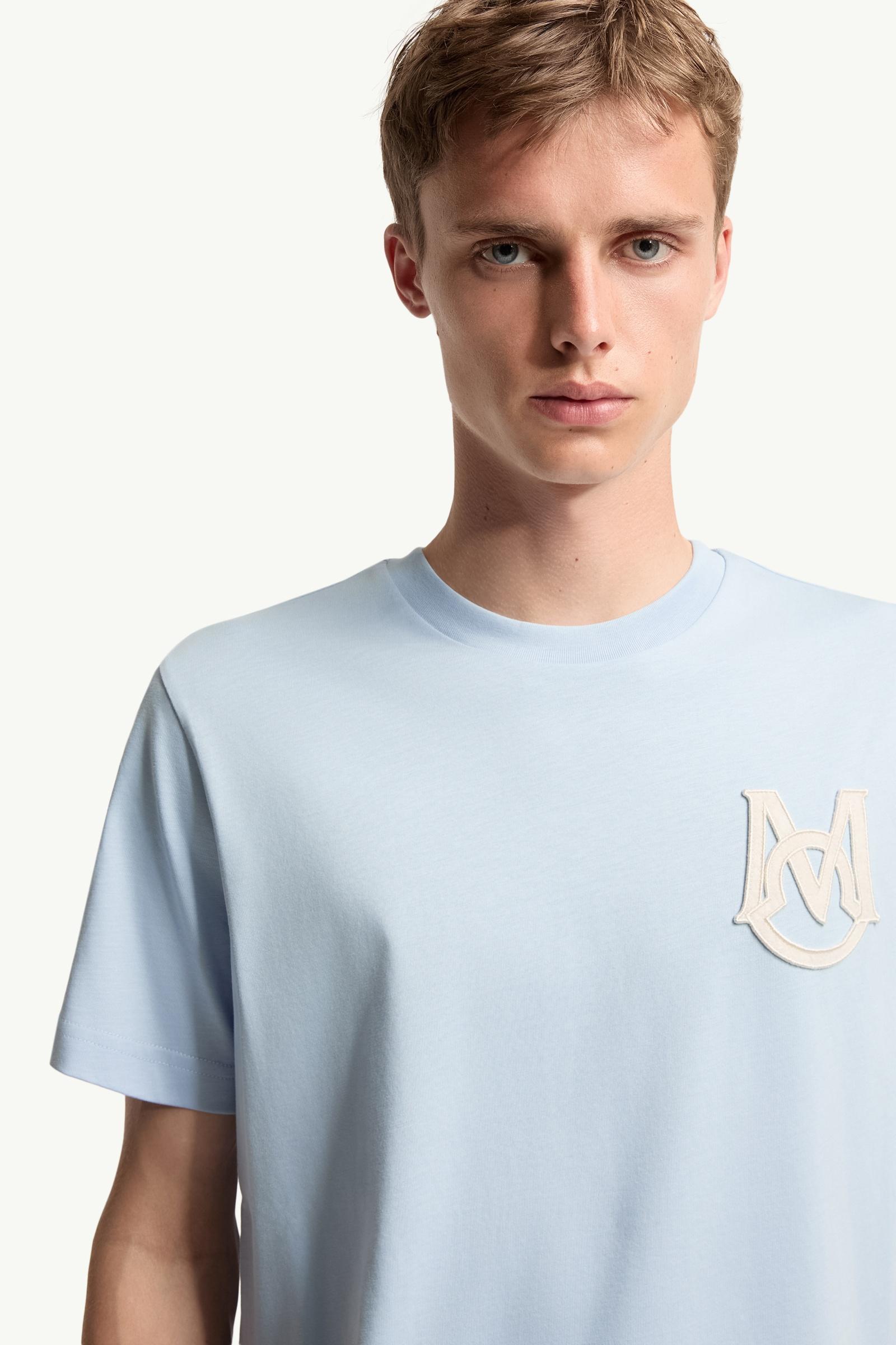 Moncler Monogram Cotton T-Shirt Light Blue Light Blue