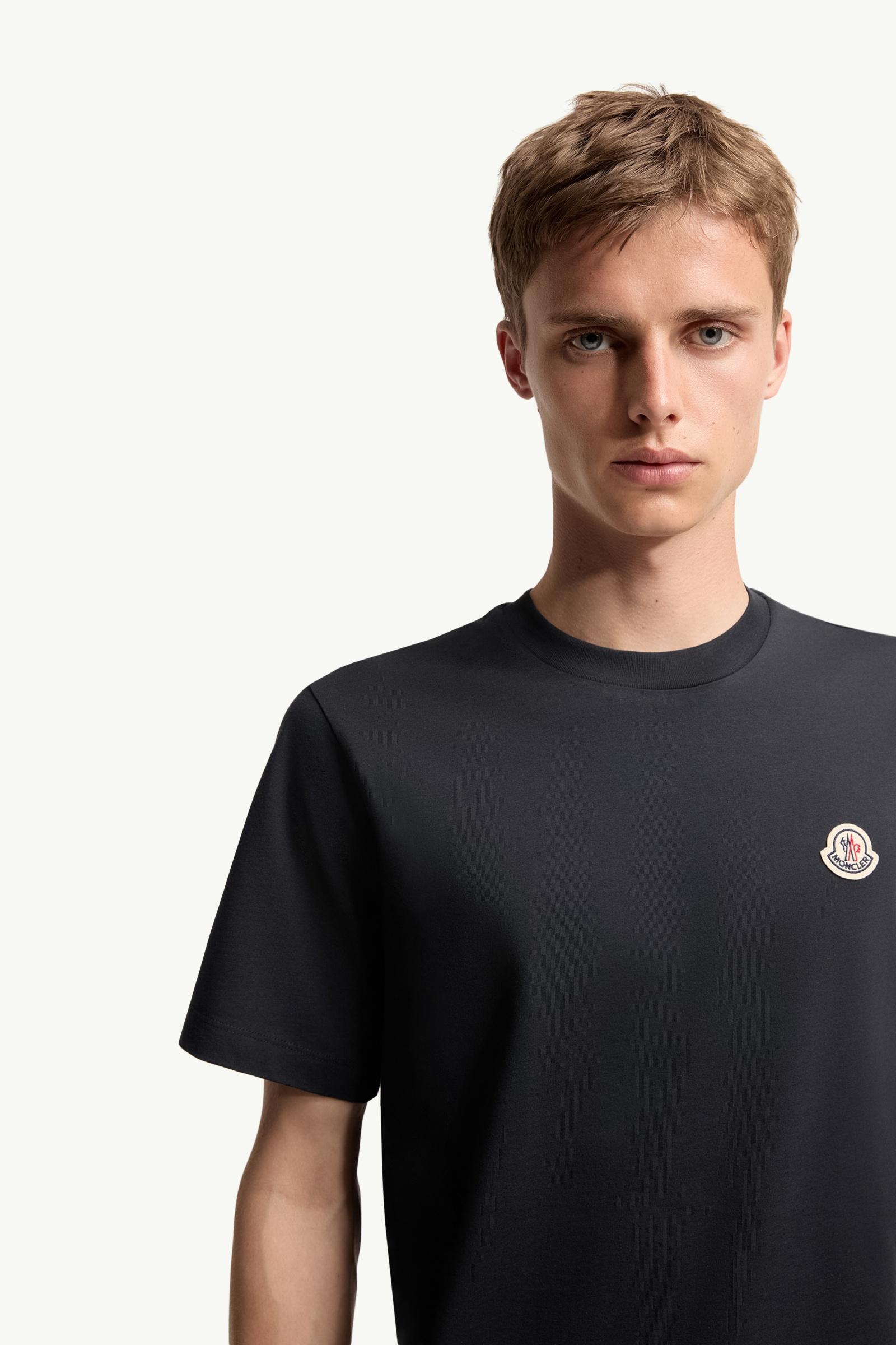 Moncler Logo Patch Cotton T-Shirt (Pack Of Three) Blue & Black & Grey Blue & Black & Grey