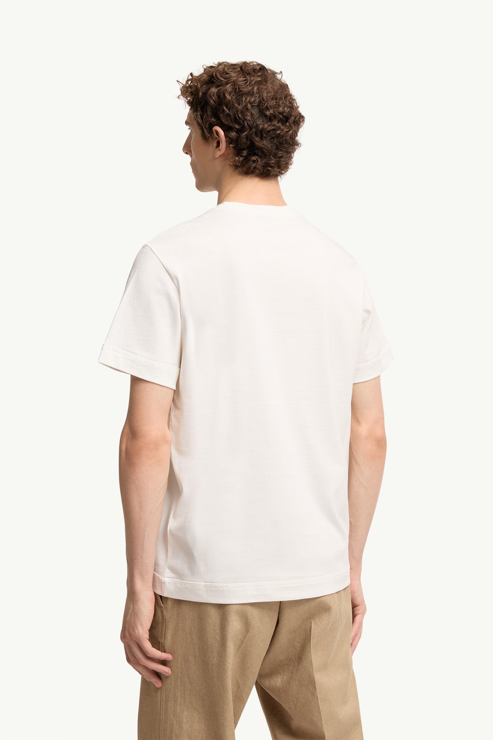 Moncler Double Leather Logo Cotton T-Shirt White White
