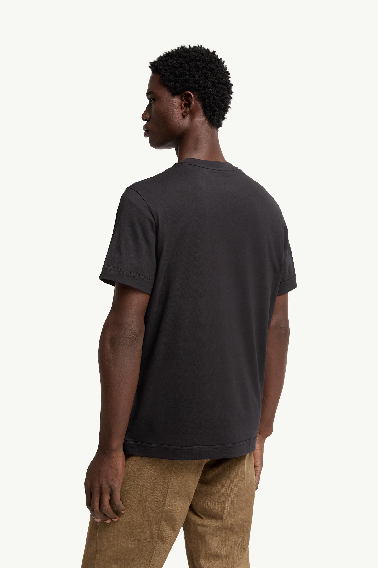 Moncler Double Leather Logo Cotton T-Shirt Dark Blue Dark Blue