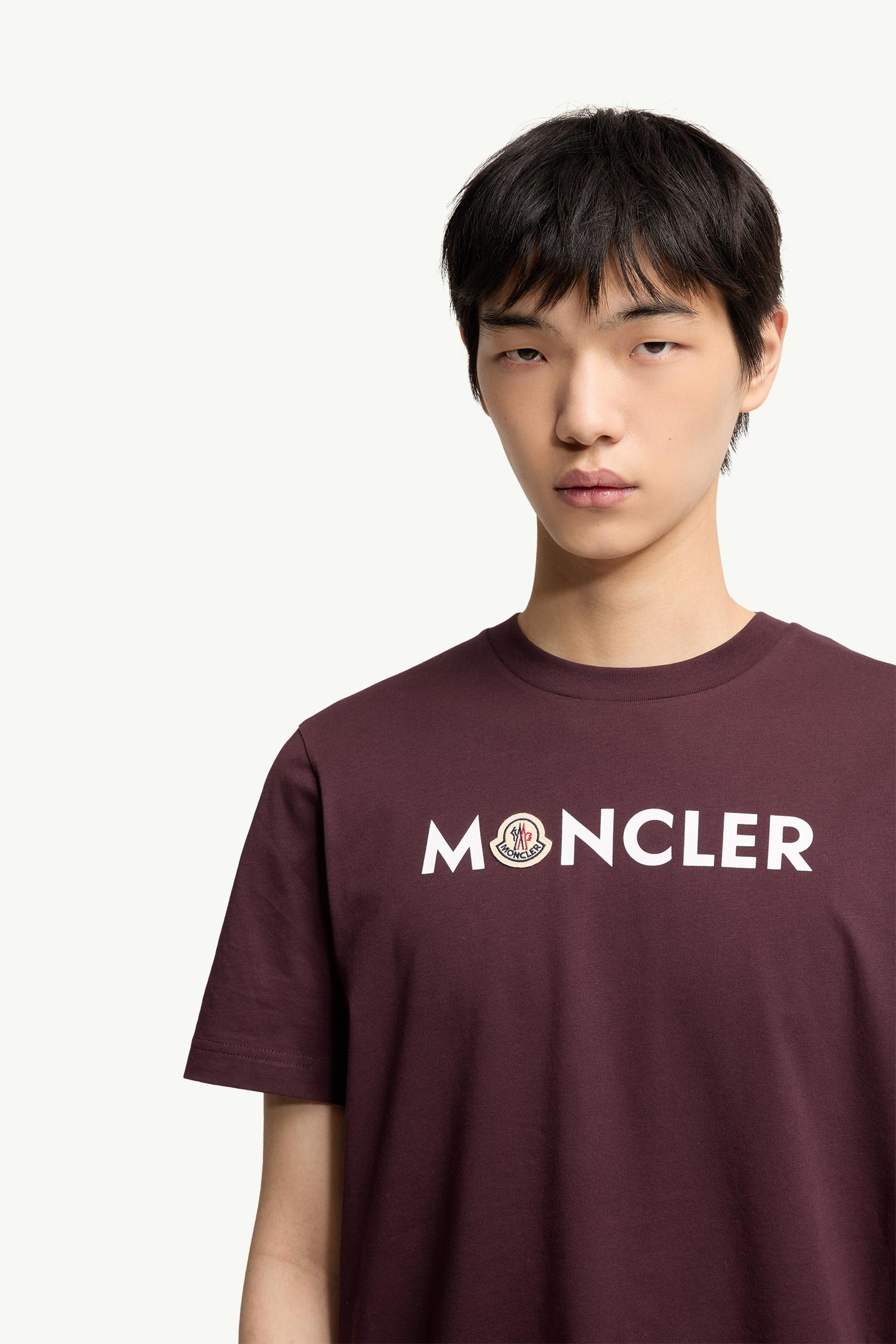 Moncler Logo Cotton T-Shirt Burgundy Burgundy