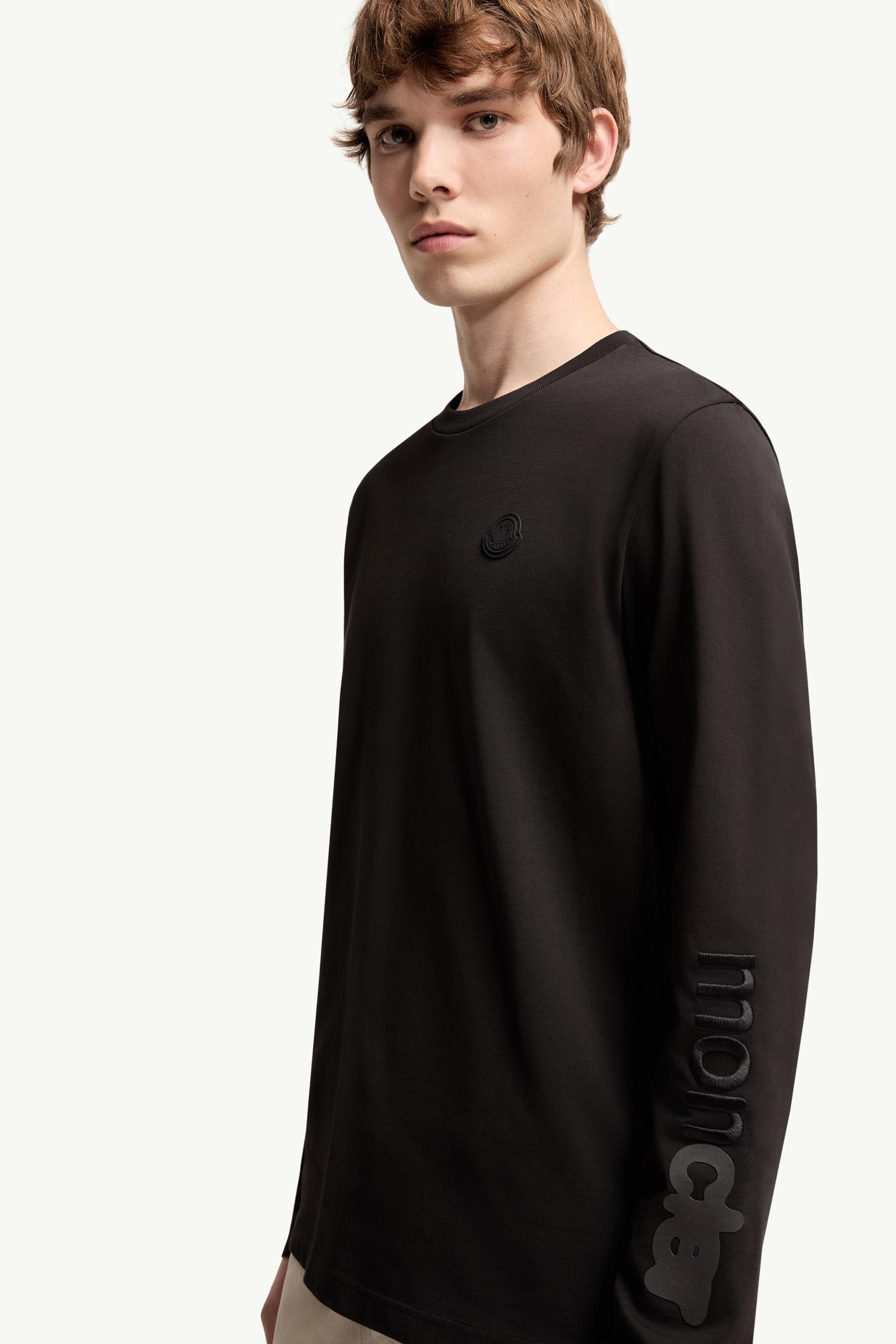 Moncler Cotton Jersey Long Sleeve T-Shirt Black Black