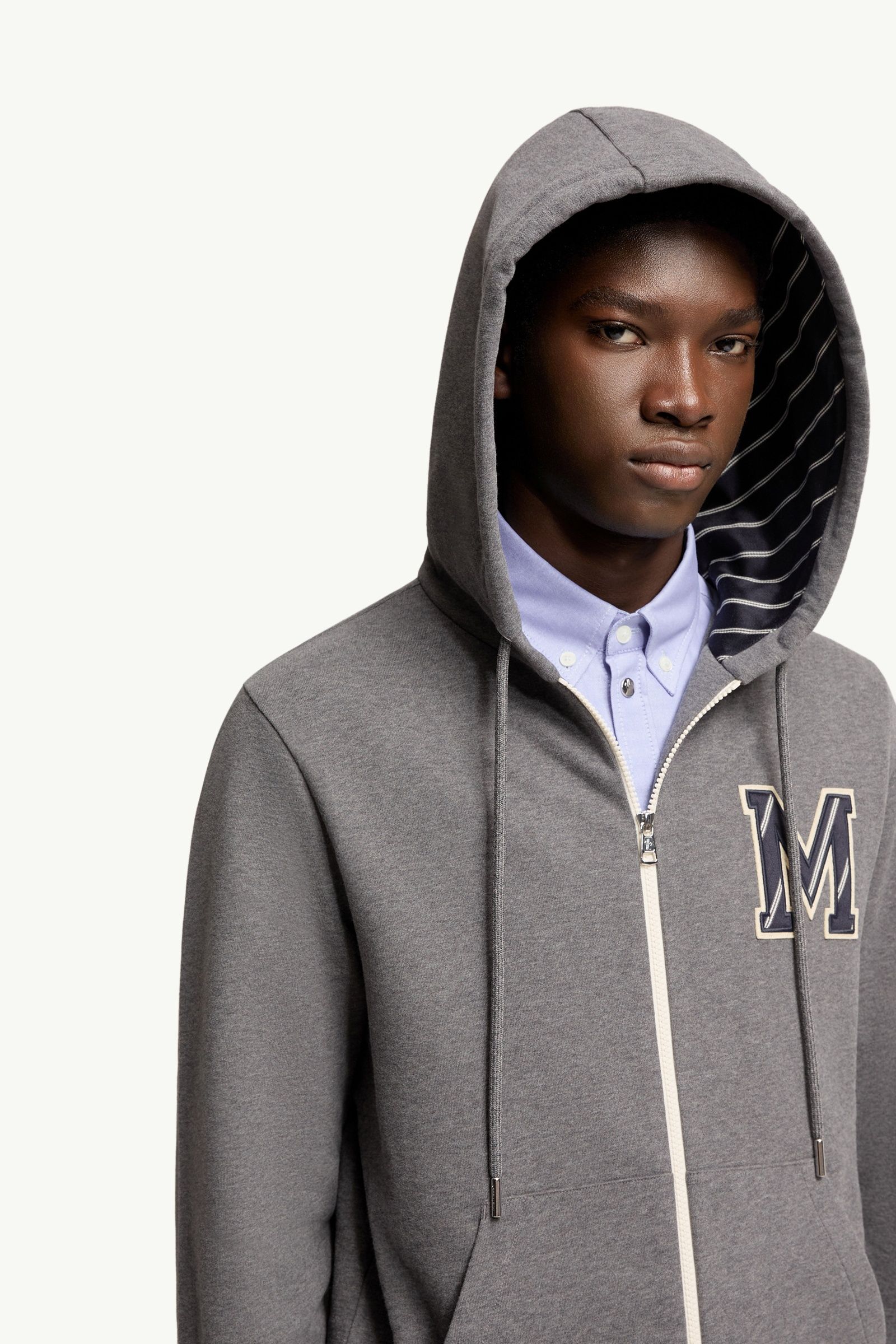 Moncler Monogram Cotton Zip-Up Hoodie Dark Grey Dark Grey