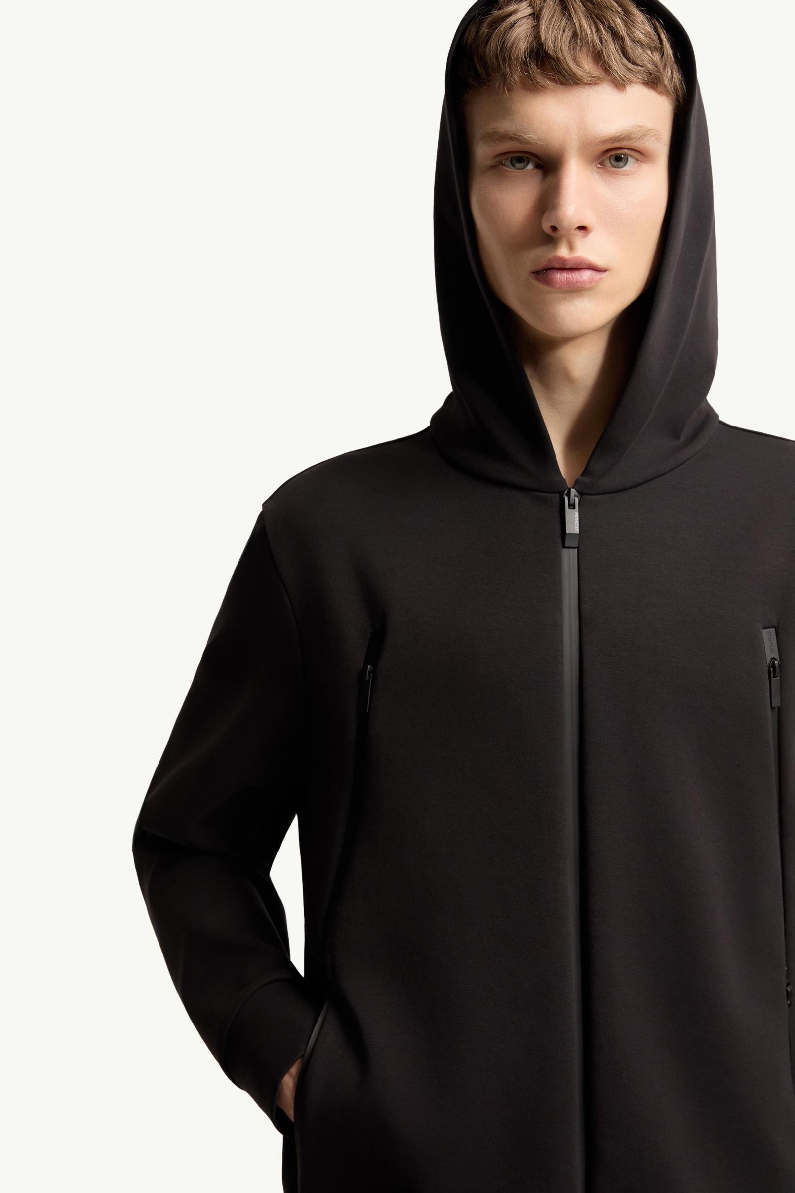 Moncler Cotton Blend Zip-Up Hoodie Black Black