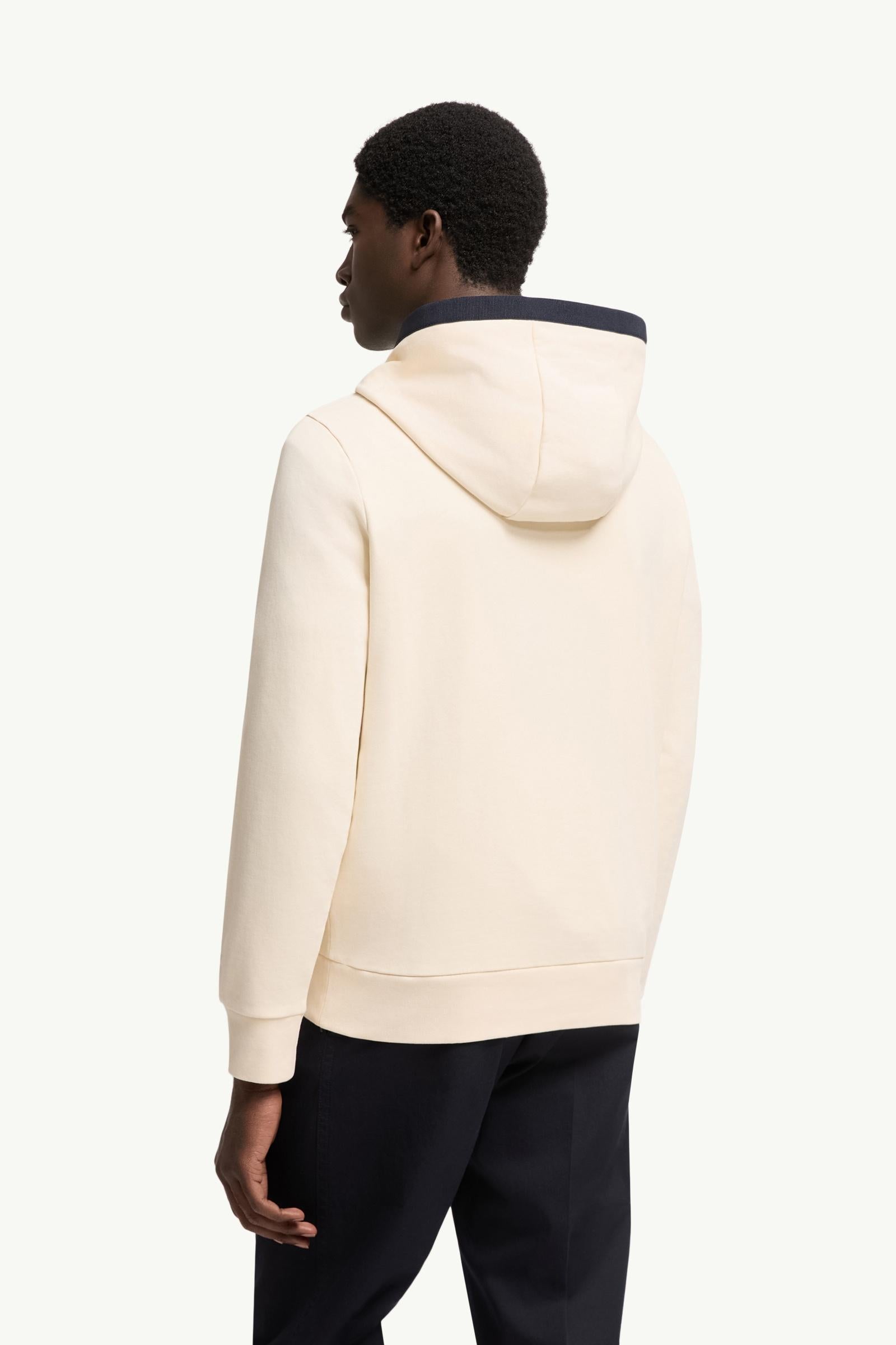 Moncler Brushed Cotton Logo Hoodie White Ivory White Ivory