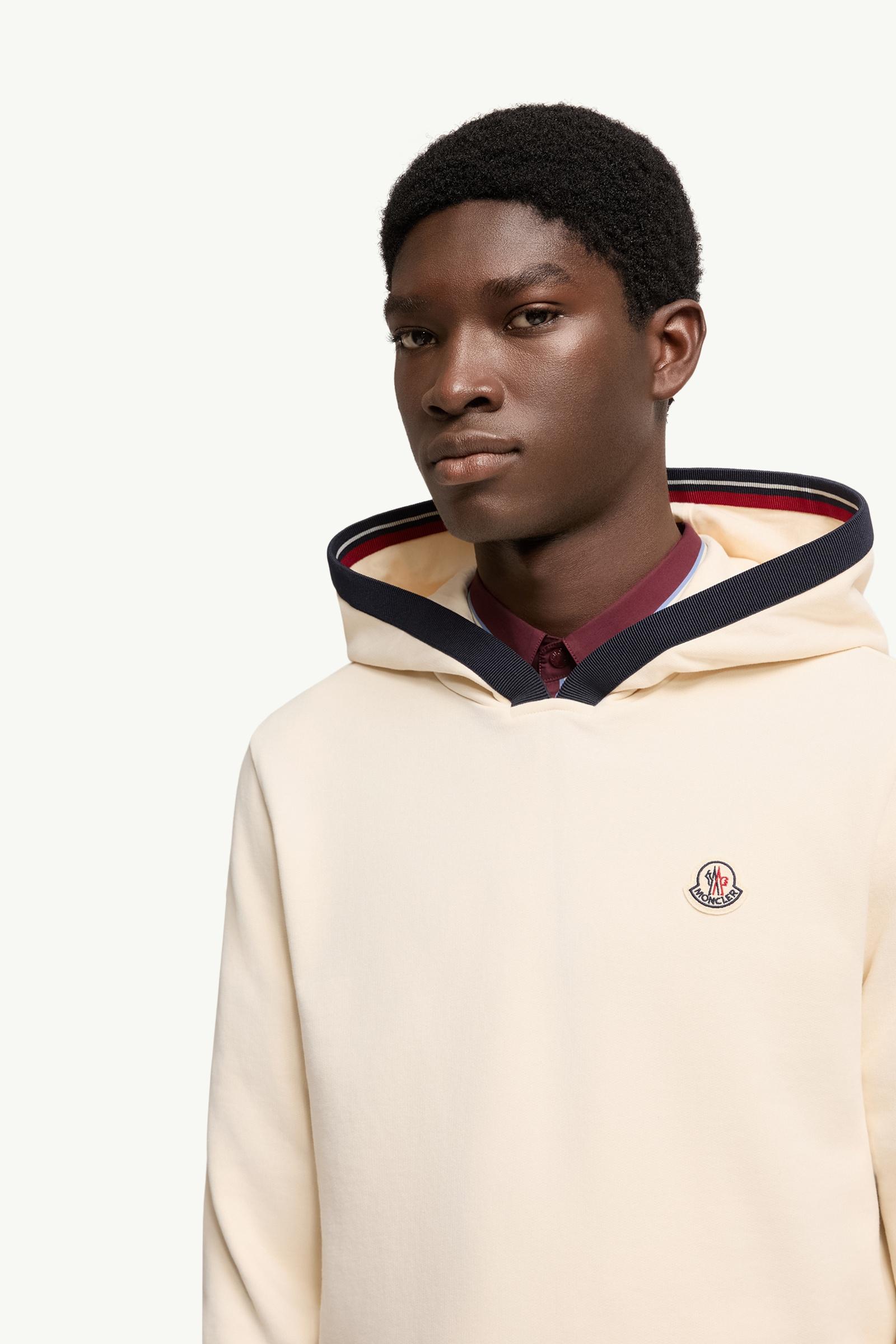 Moncler Brushed Cotton Logo Hoodie White Ivory White Ivory