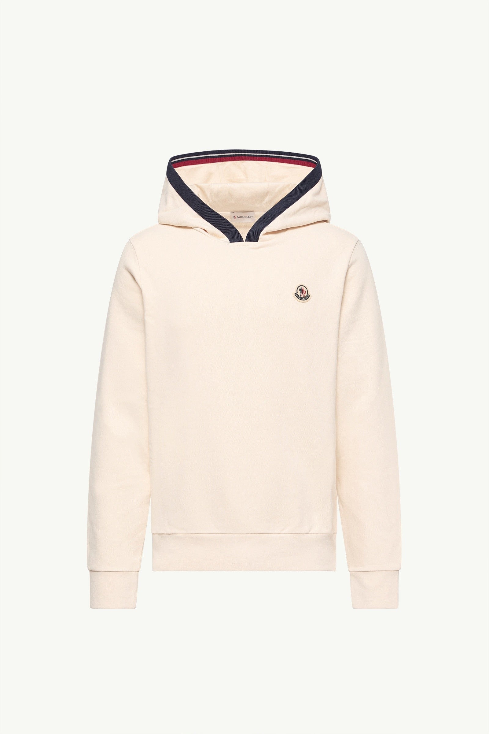 Moncler Brushed Cotton Logo Hoodie White Ivory White Ivory