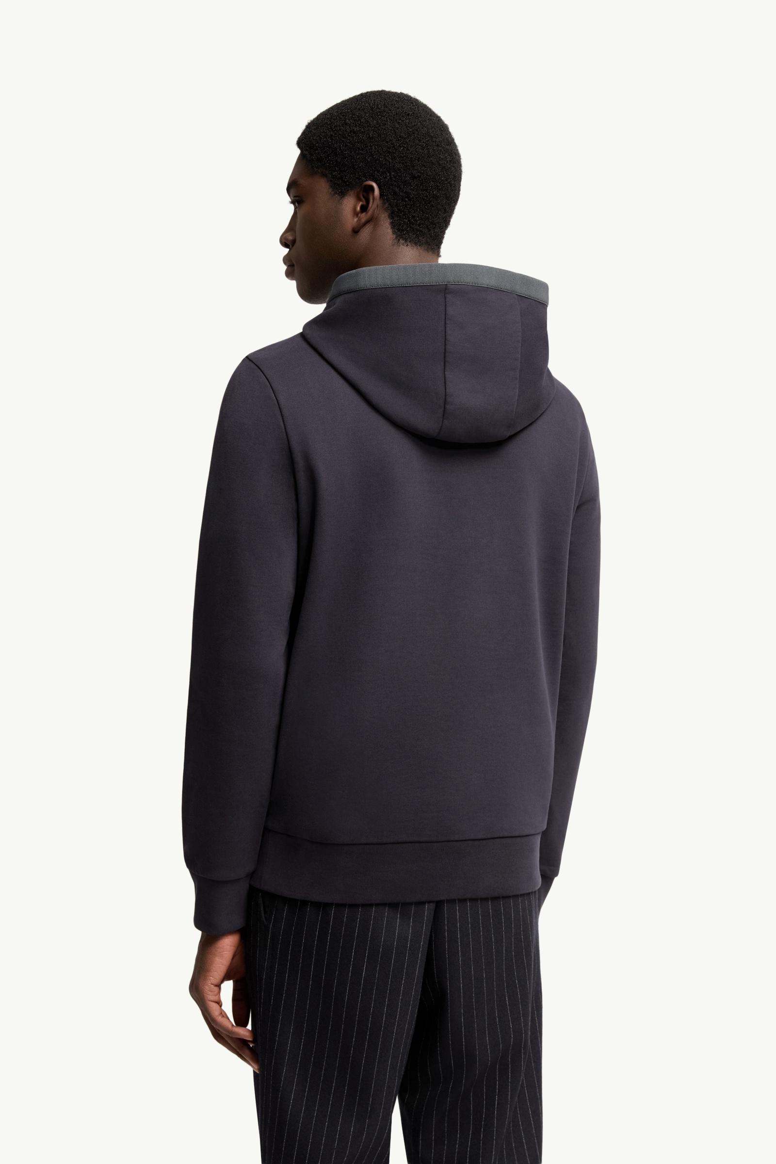 Moncler Brushed Cotton Logo Hoodie Navy Blue Navy Blue
