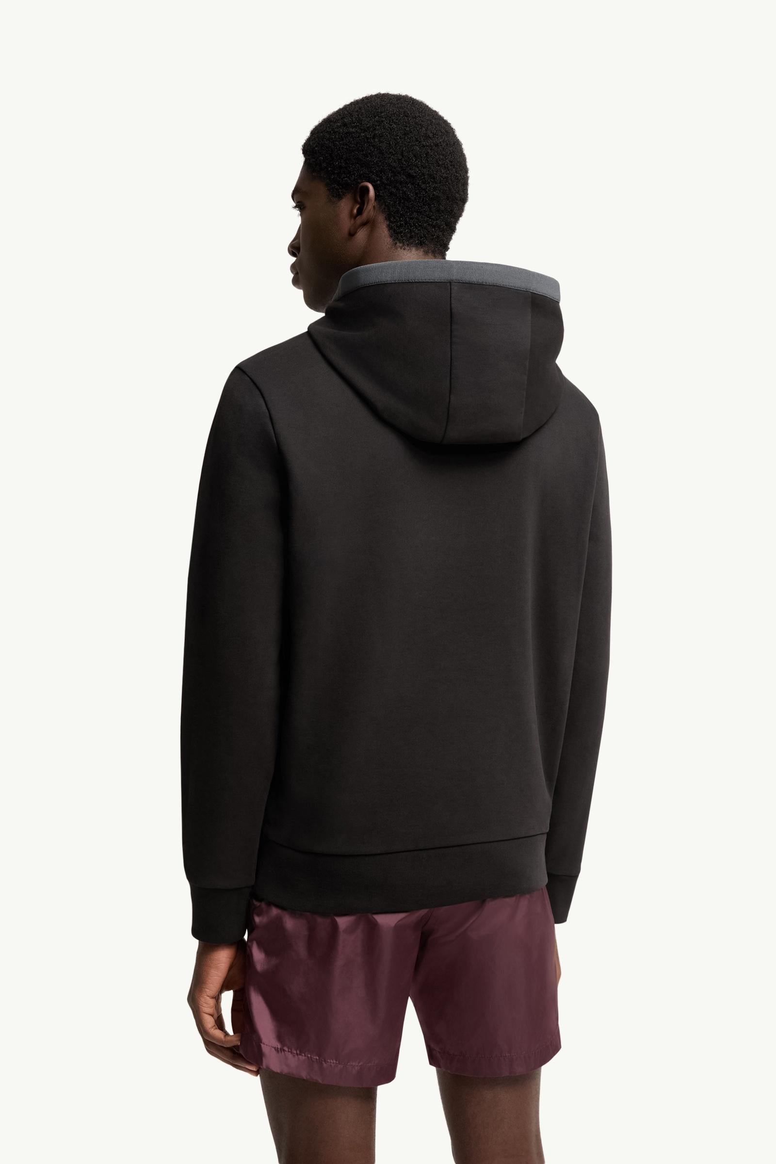 Moncler Brushed Cotton Logo Hoodie Black Black