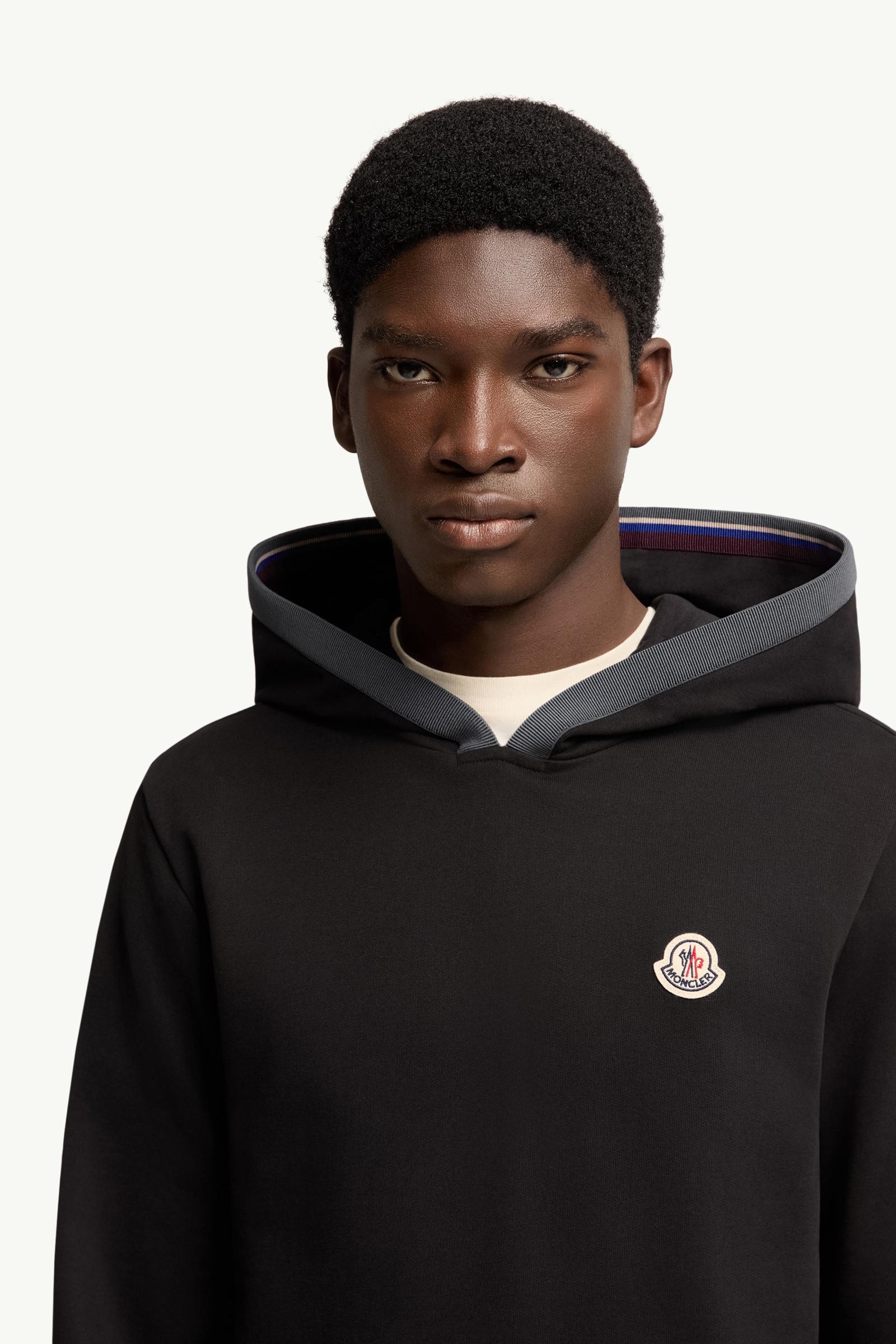 Moncler Brushed Cotton Logo Hoodie Black Black