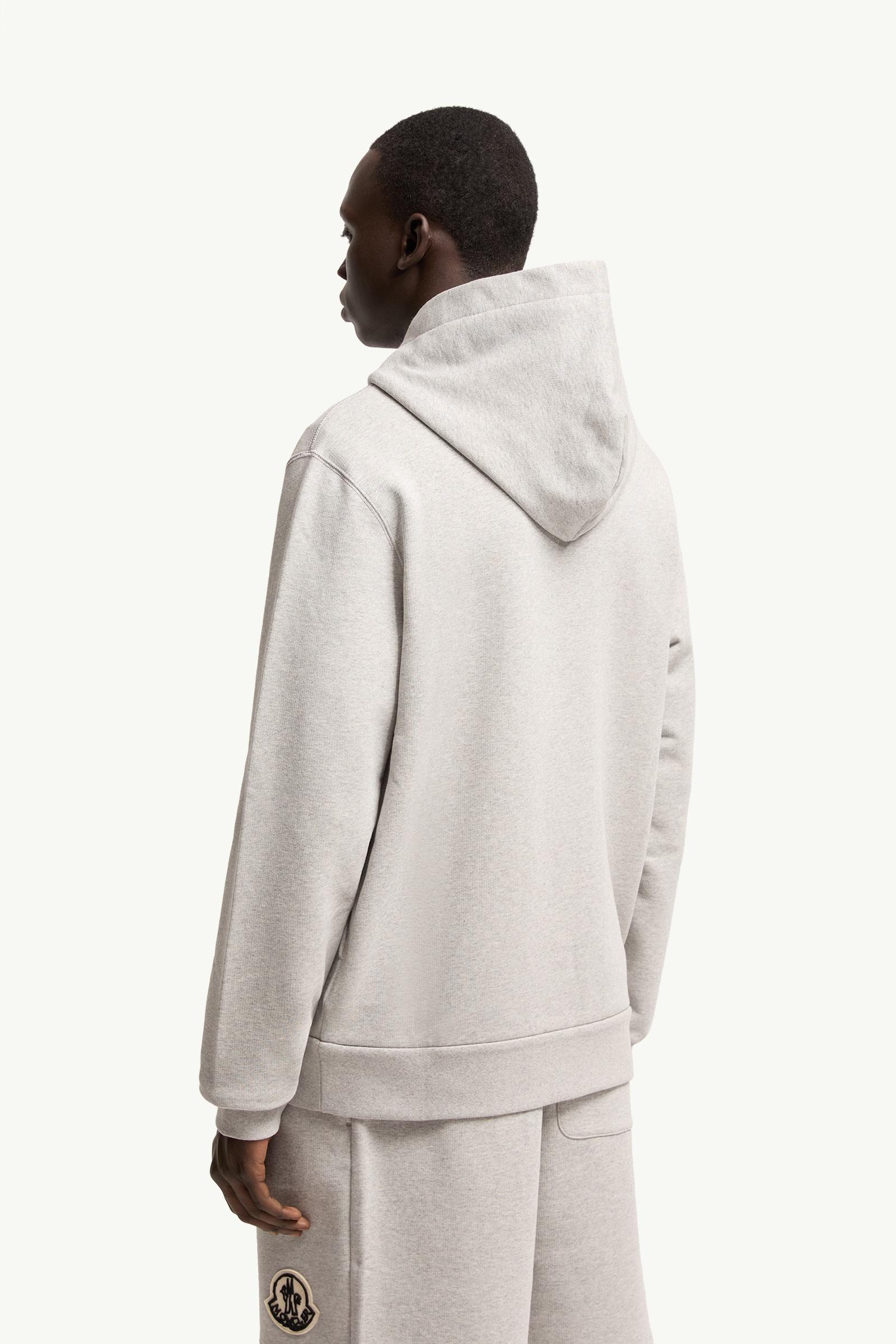 Moncler Sketched Logo Zip-Up Cotton Hoodie Grey Grey