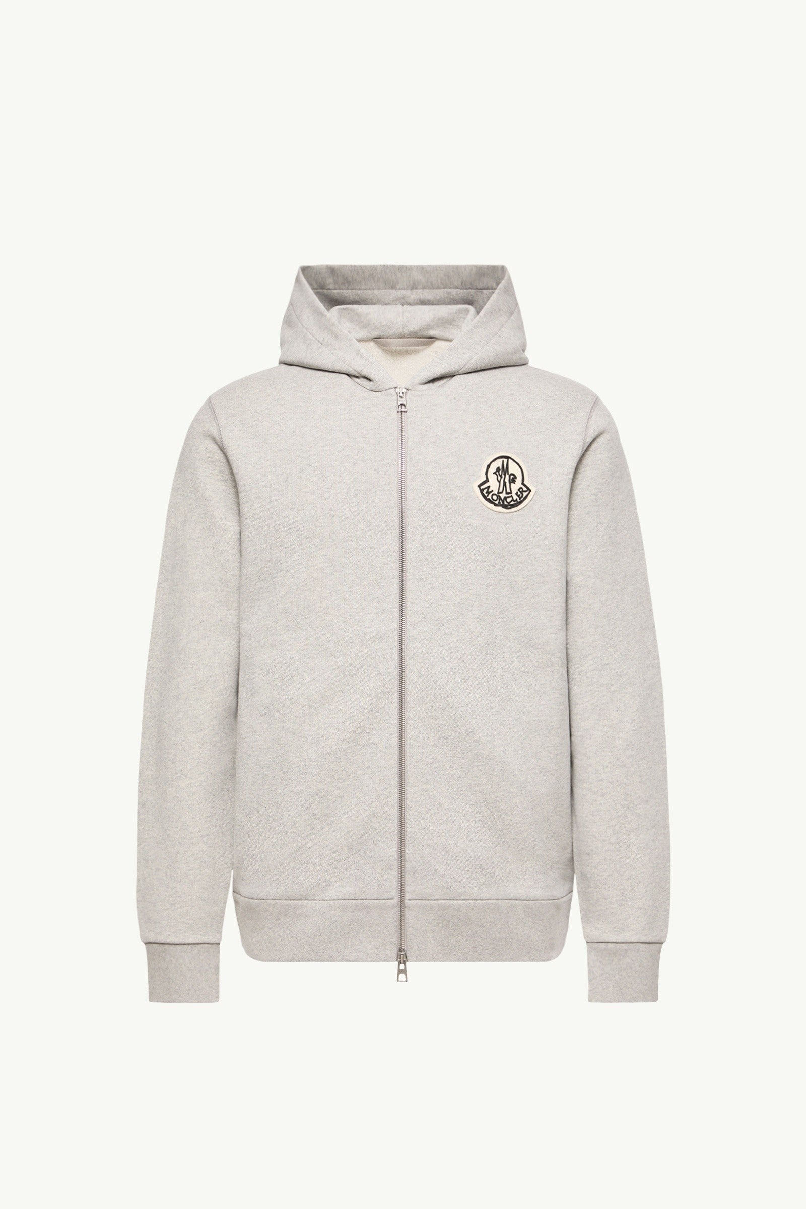 Moncler Sketched Logo Zip-Up Cotton Hoodie Grey Grey