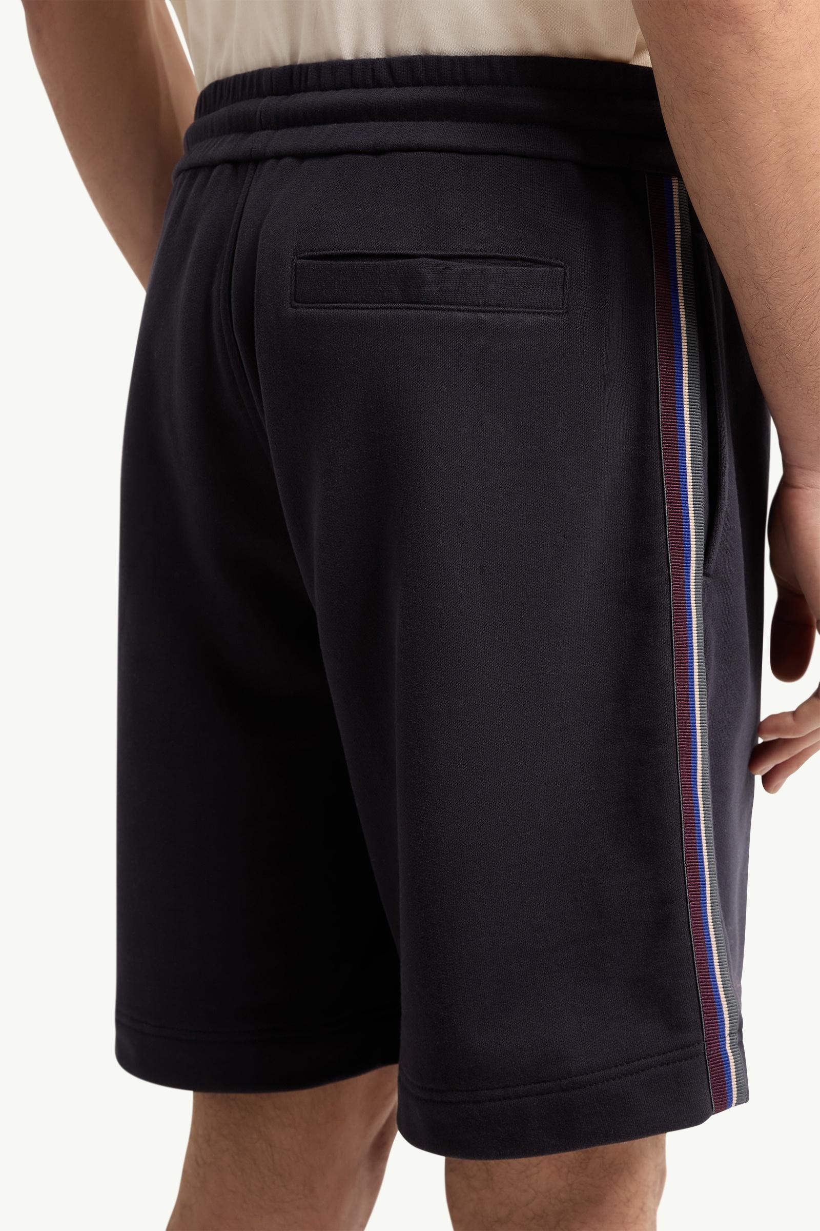 Moncler Striped Trim Cotton Fleece Shorts Navy Blue Navy Blue