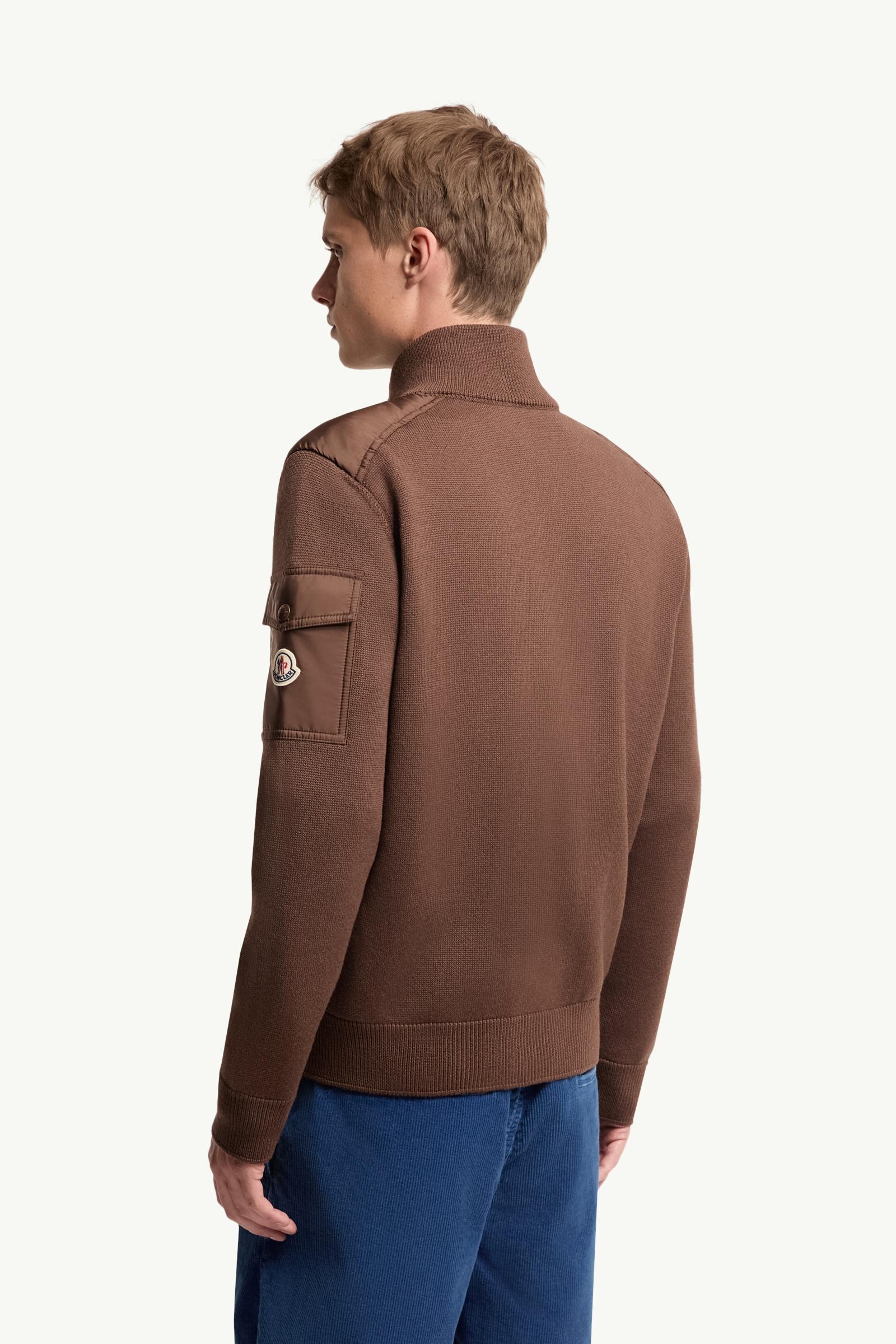 Moncler Padded Wool Zip-Up Cardigan Brown Brown