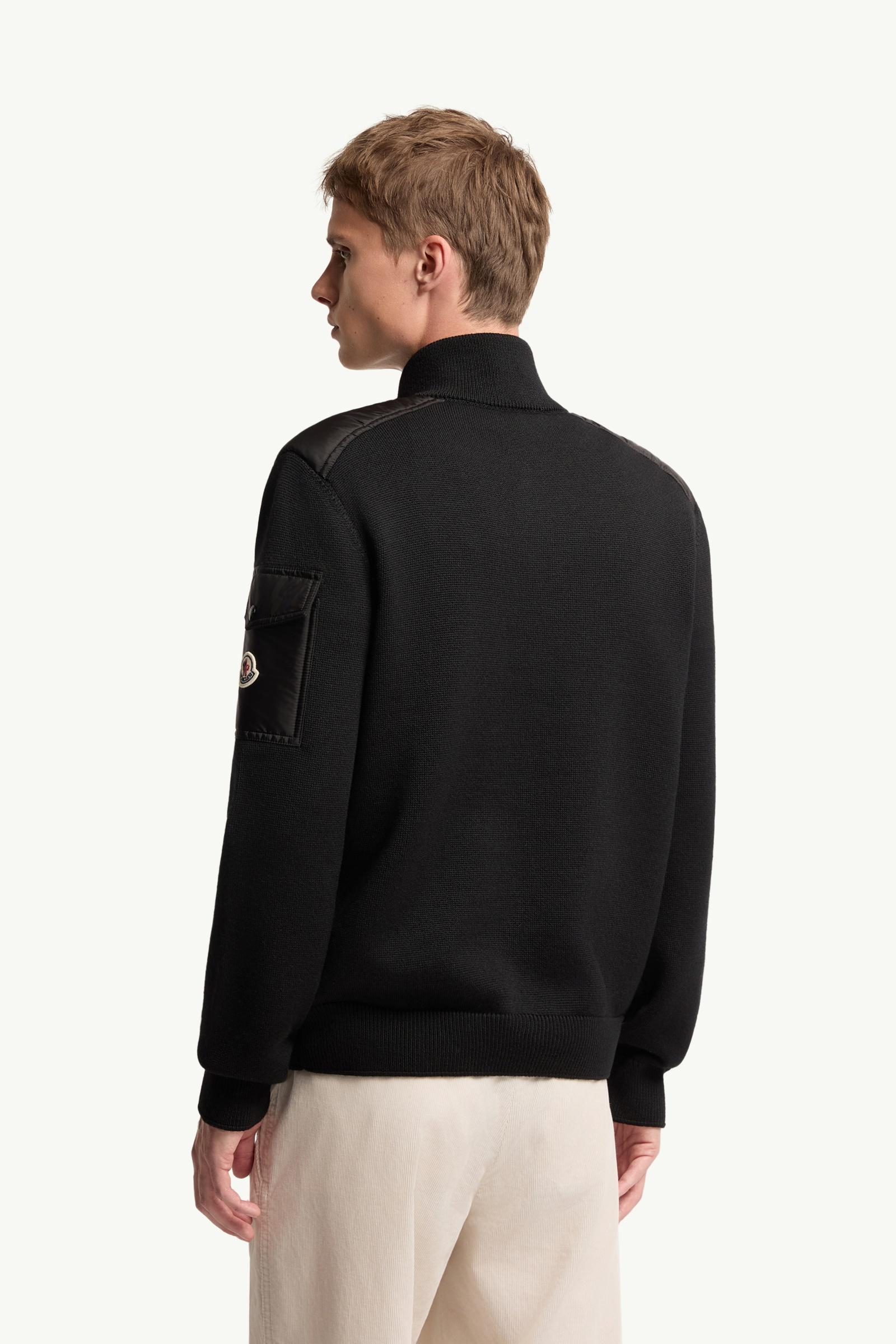 Moncler Padded Wool Zip-Up Cardigan Black Black