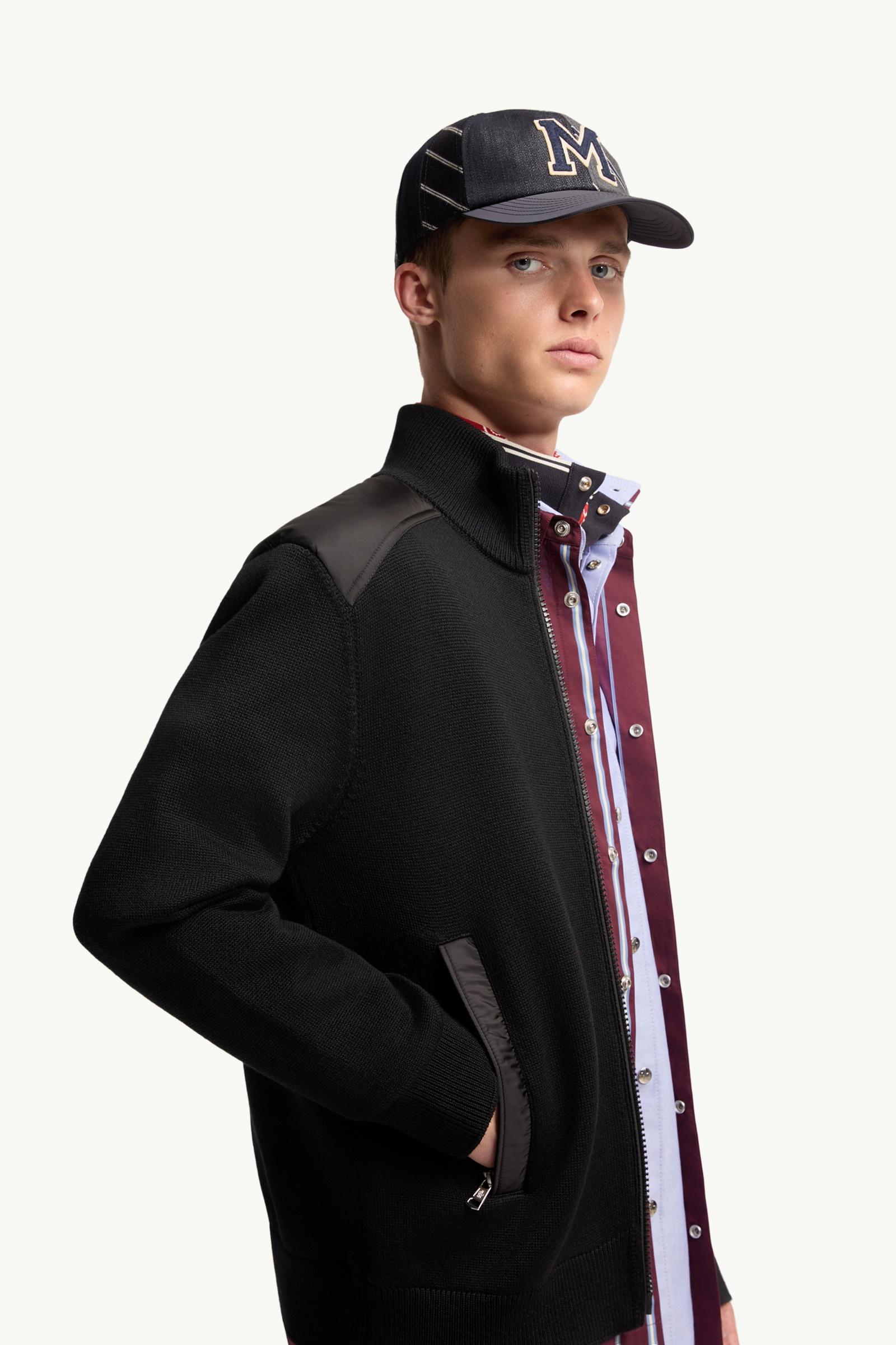 Moncler Padded Wool Zip-Up Cardigan Black Black