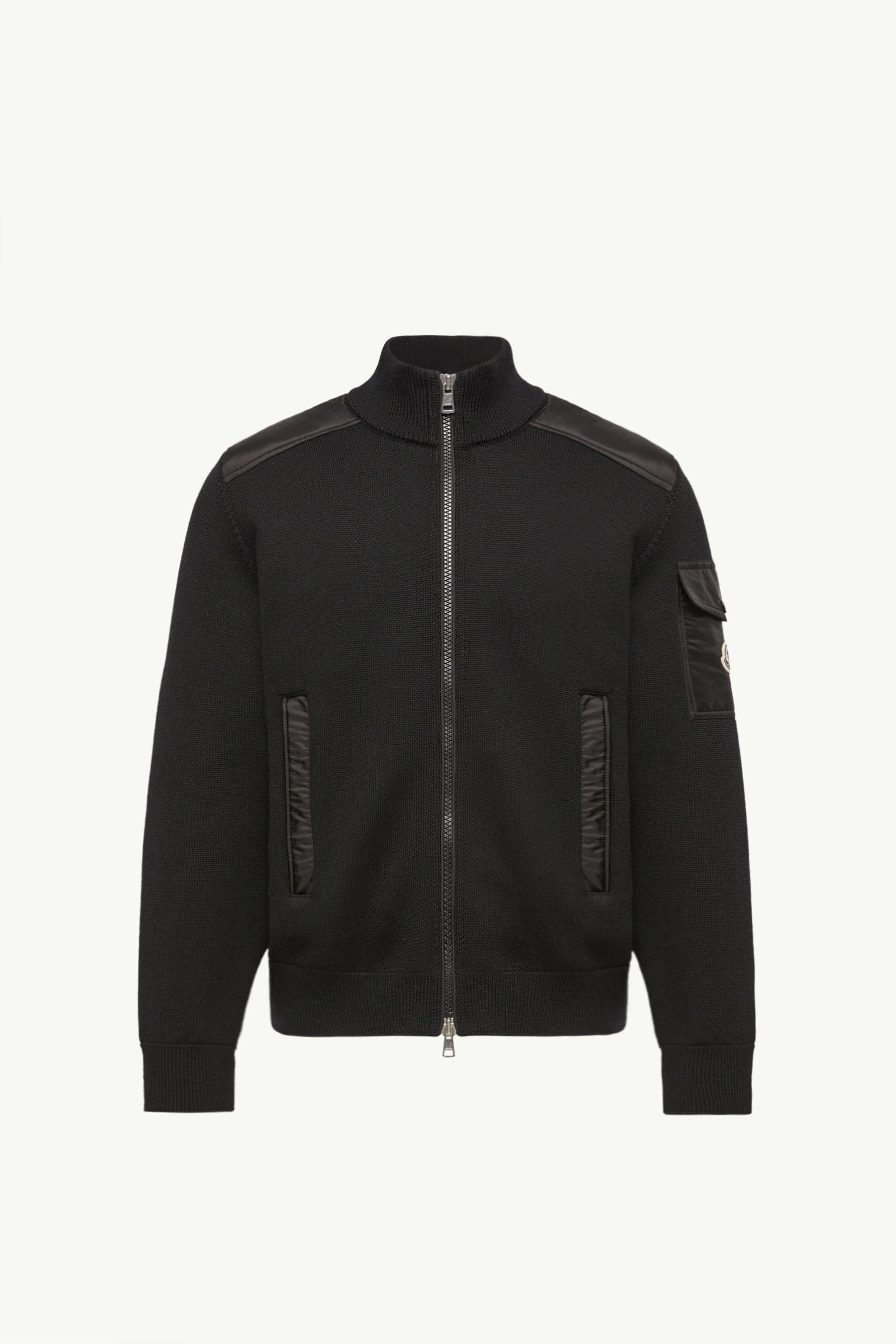 Moncler Padded Wool Zip-Up Cardigan Black Black