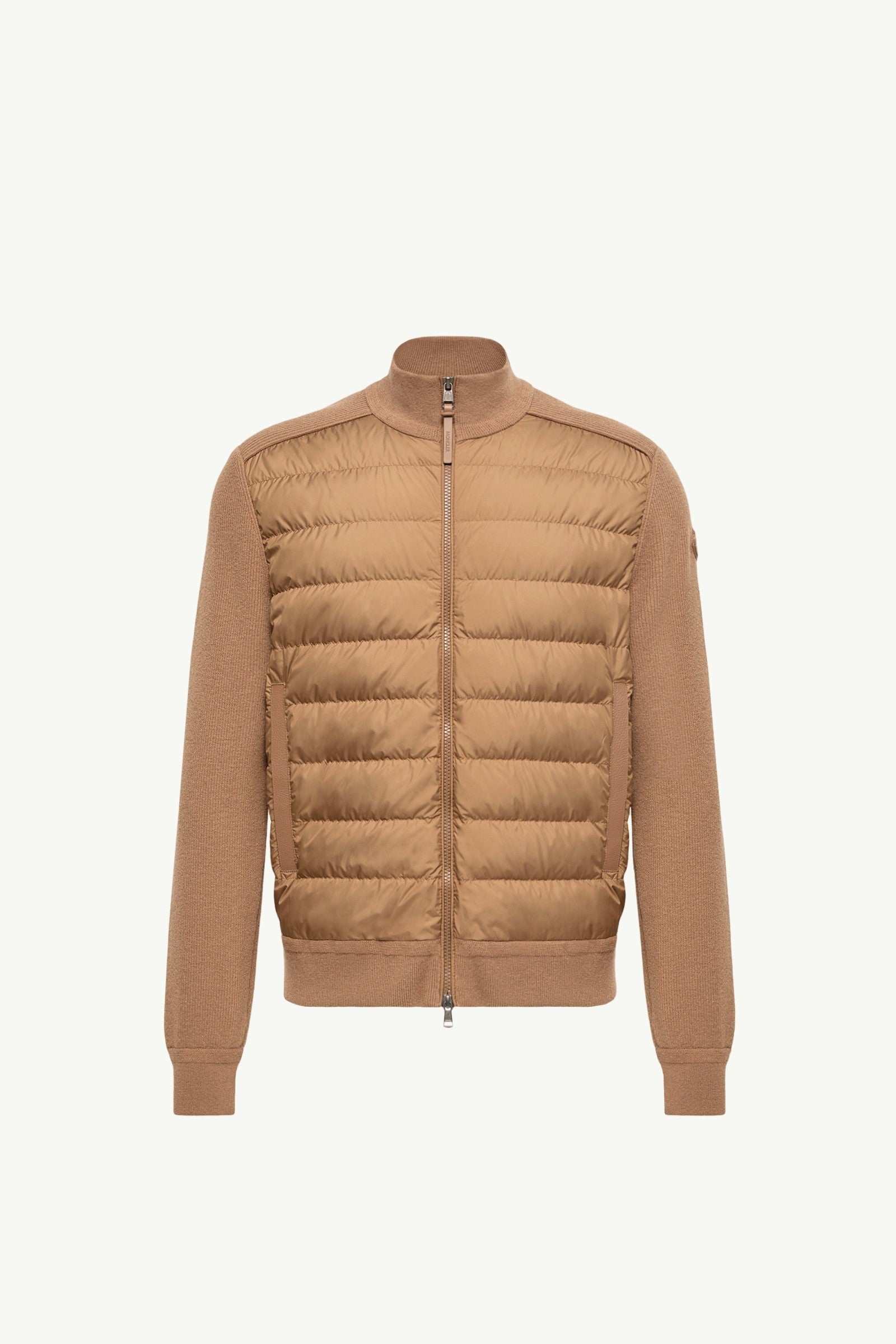 Moncler Wool & Cashmere Blend Padded Zip-Up Cardigan Brown Brown