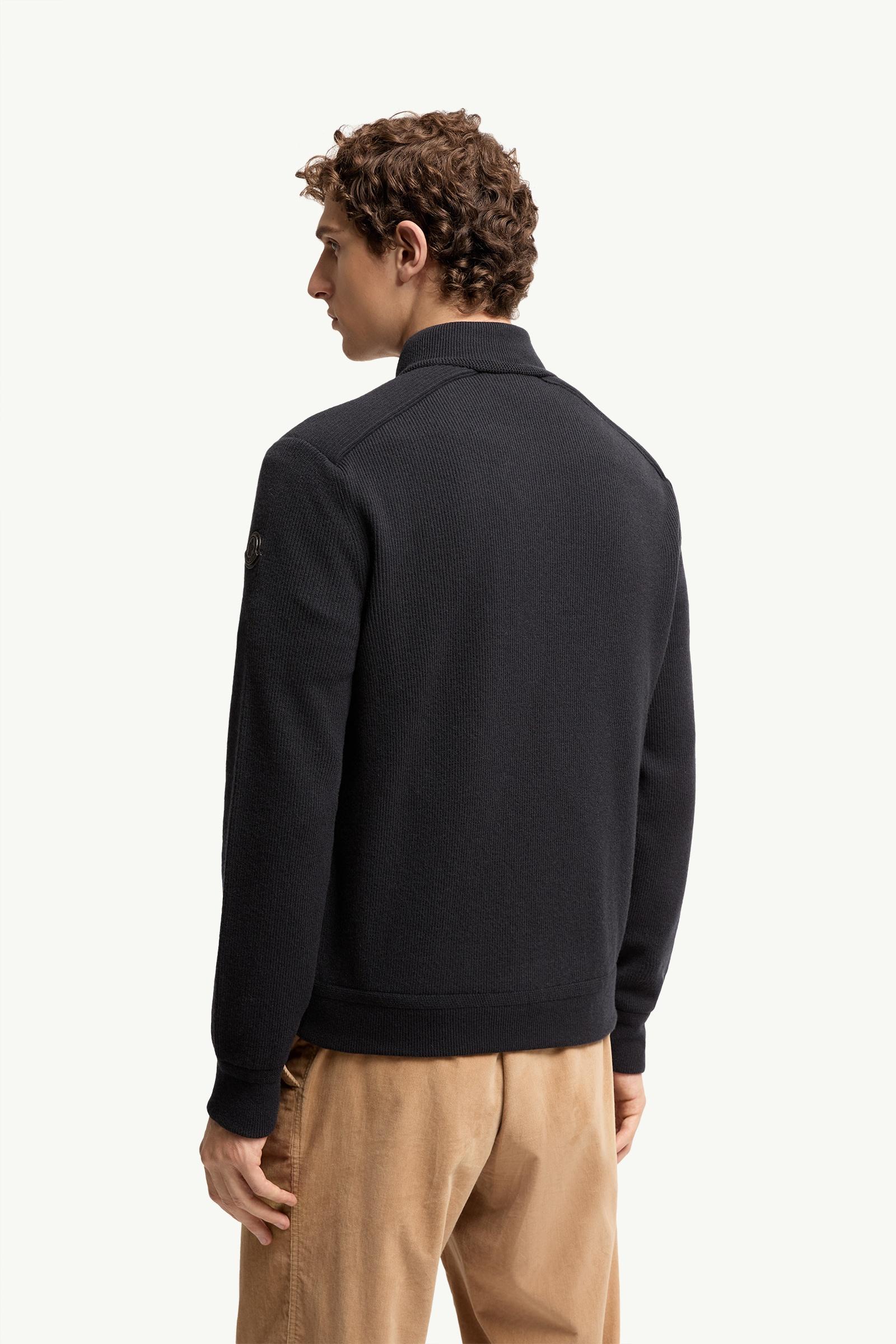 Moncler Wool & Cashmere Blend Padded Zip-Up Cardigan Navy Blue Navy Blue