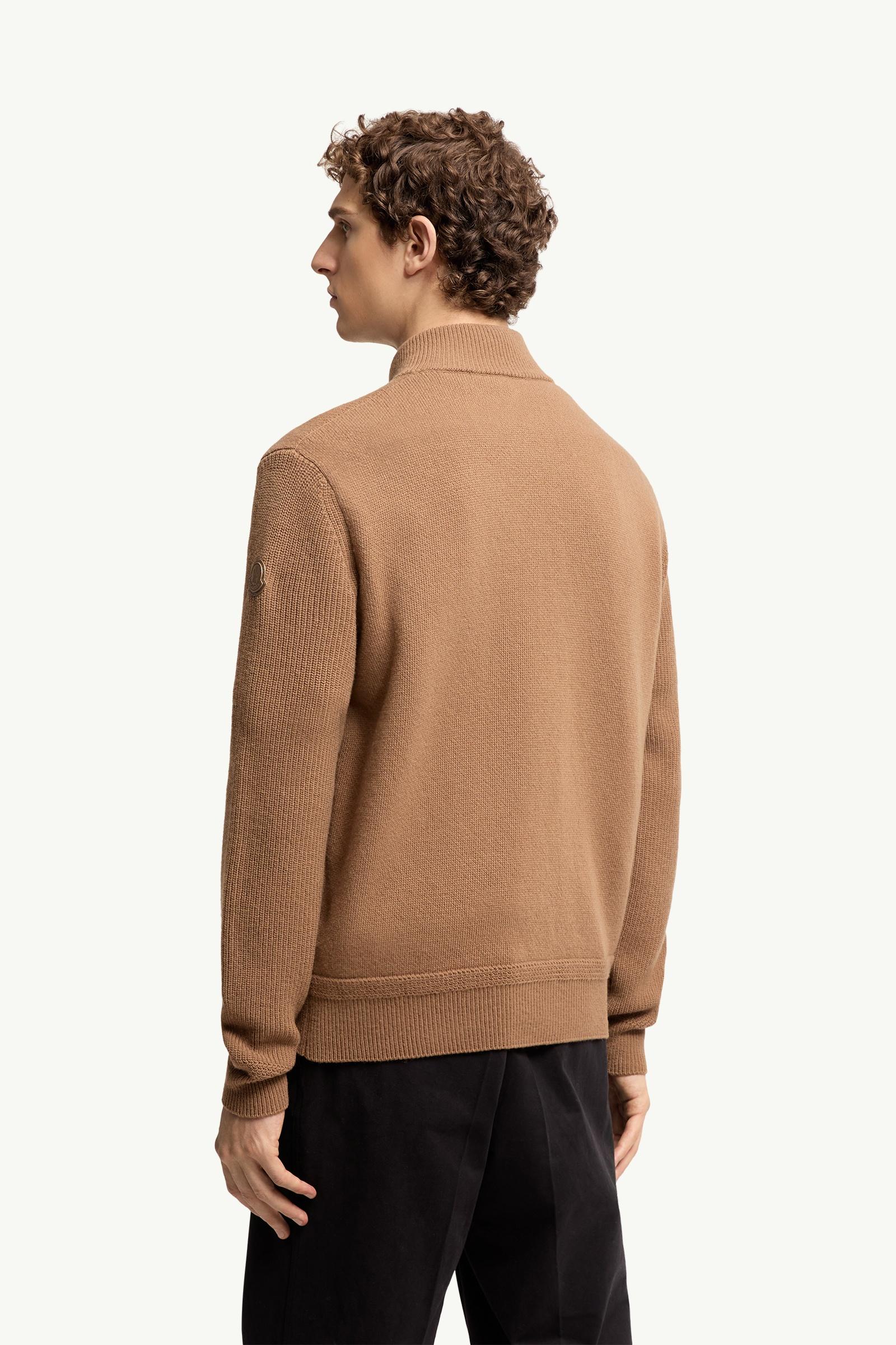 Moncler Wool & Cashmere Zip-Up Cardigan Light Brown Light Brown