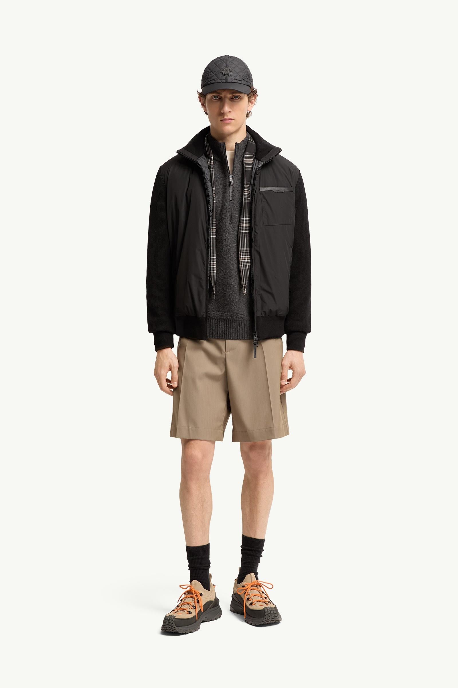 Moncler Wool & Cashmere Padded Zip-Up Cardigan Black Black