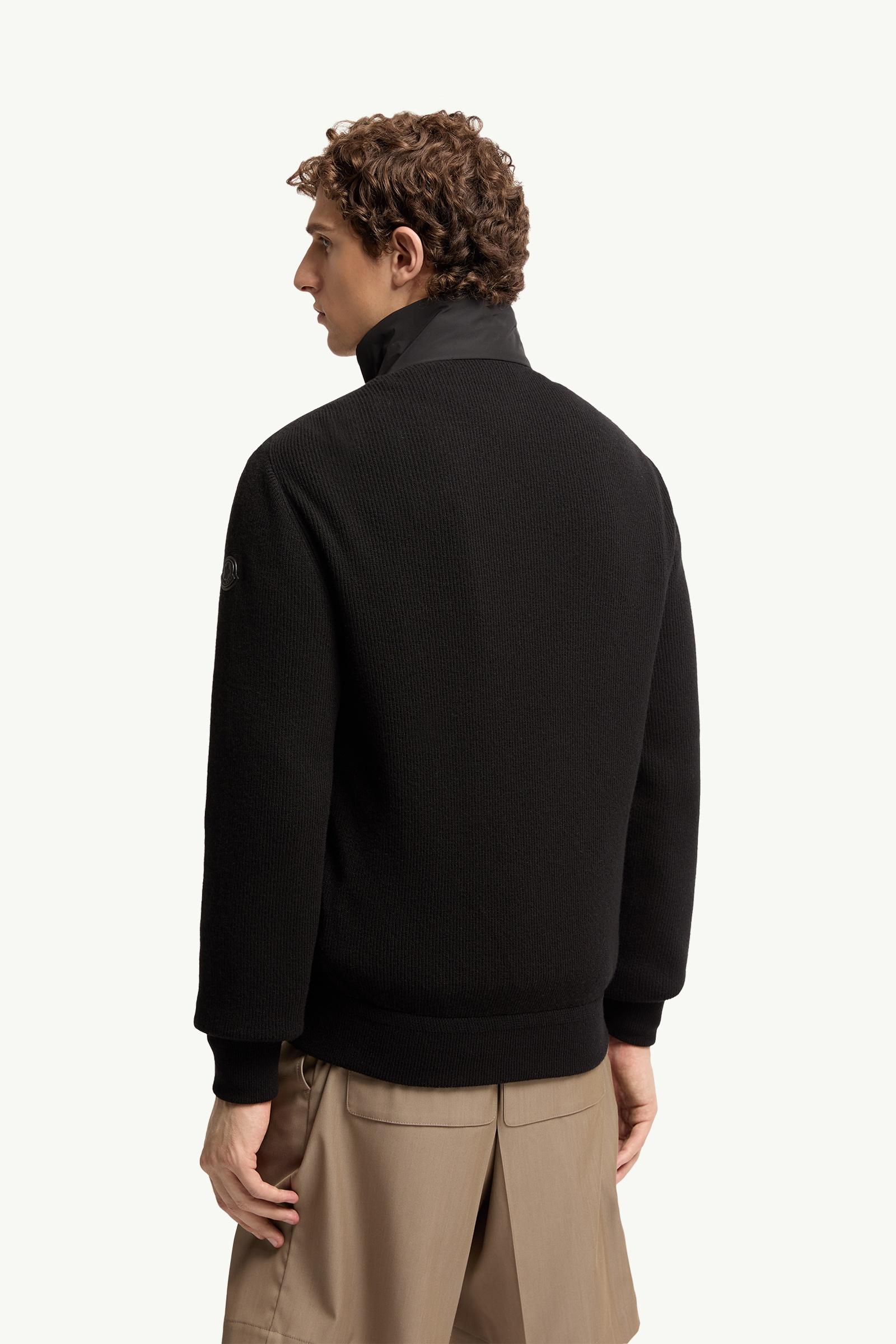 Moncler Wool & Cashmere Padded Zip-Up Cardigan Black Black