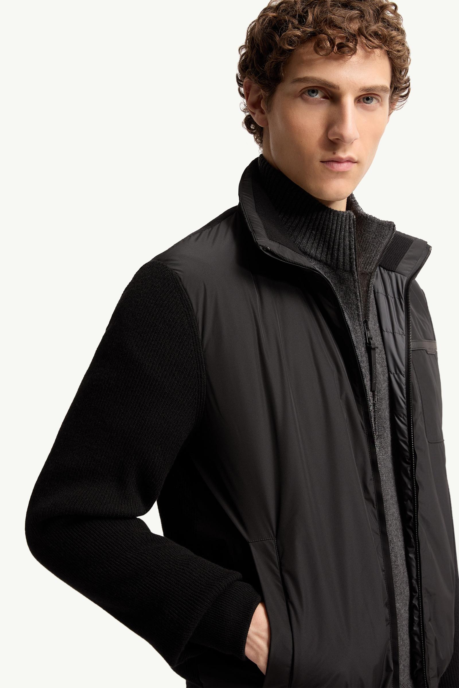 Moncler Wool & Cashmere Padded Zip-Up Cardigan Black Black