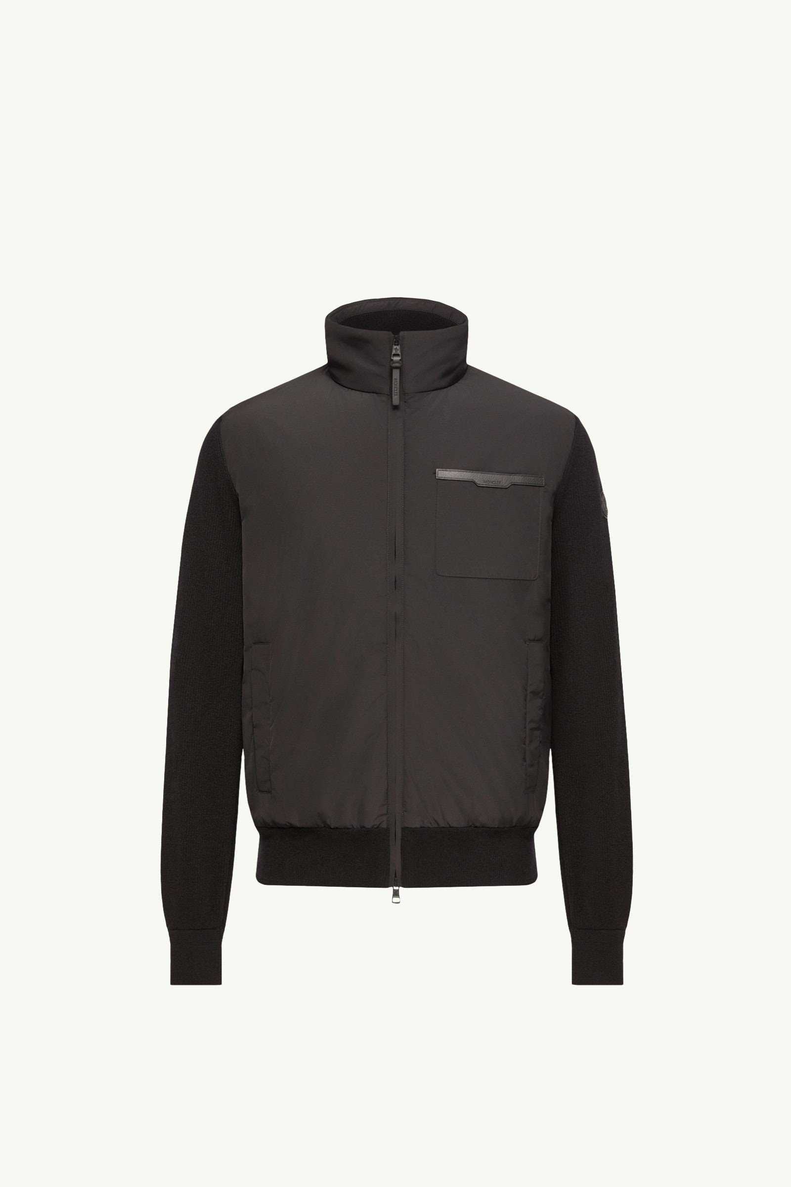 Moncler Wool & Cashmere Padded Zip-Up Cardigan Black Black