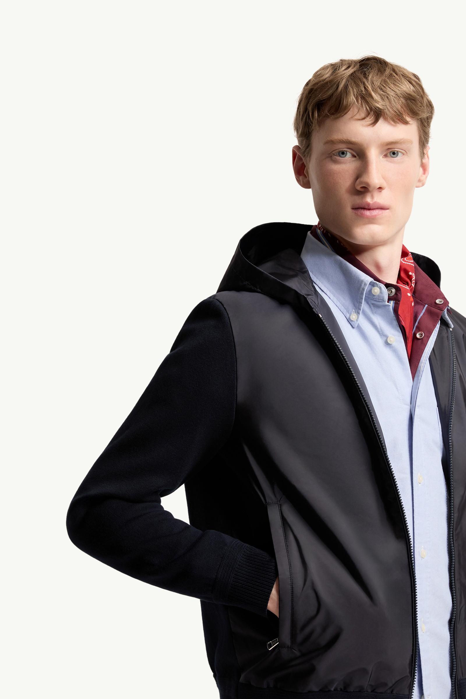 Moncler Cotton Blend Zip-Up Hoodie Navy Blue Navy Blue