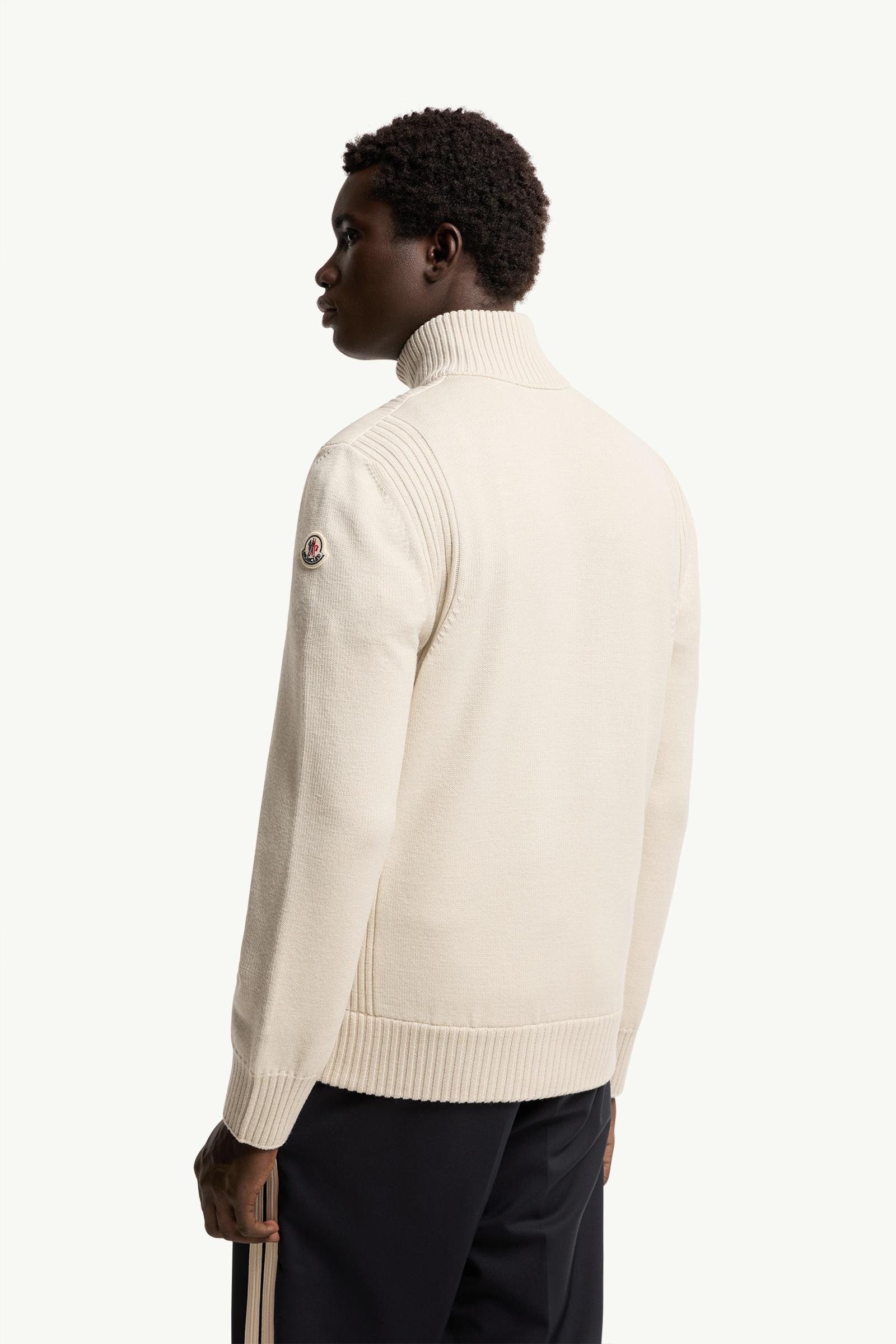Moncler Padded Wool Zip-Up Cardigan Light Beige Light Beige