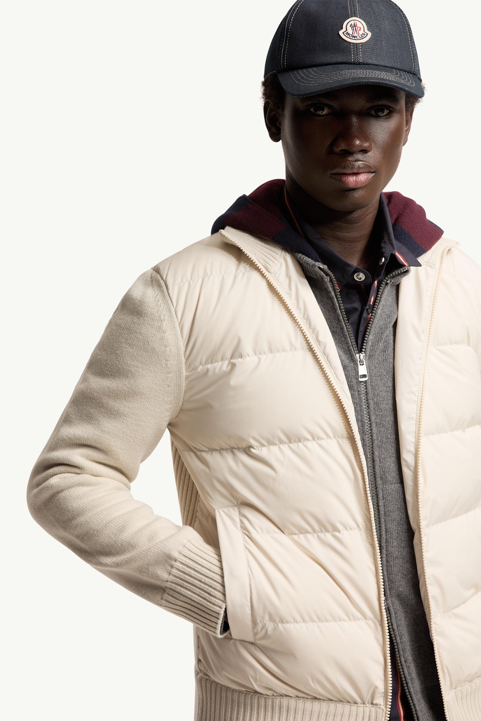 Moncler Padded Wool Zip-Up Cardigan Light Beige Light Beige