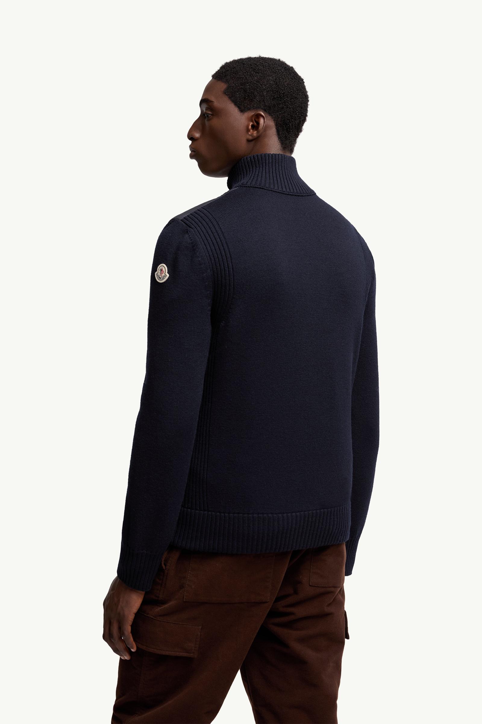 Moncler Padded Wool Zip-Up Cardigan Navy Blue Navy Blue