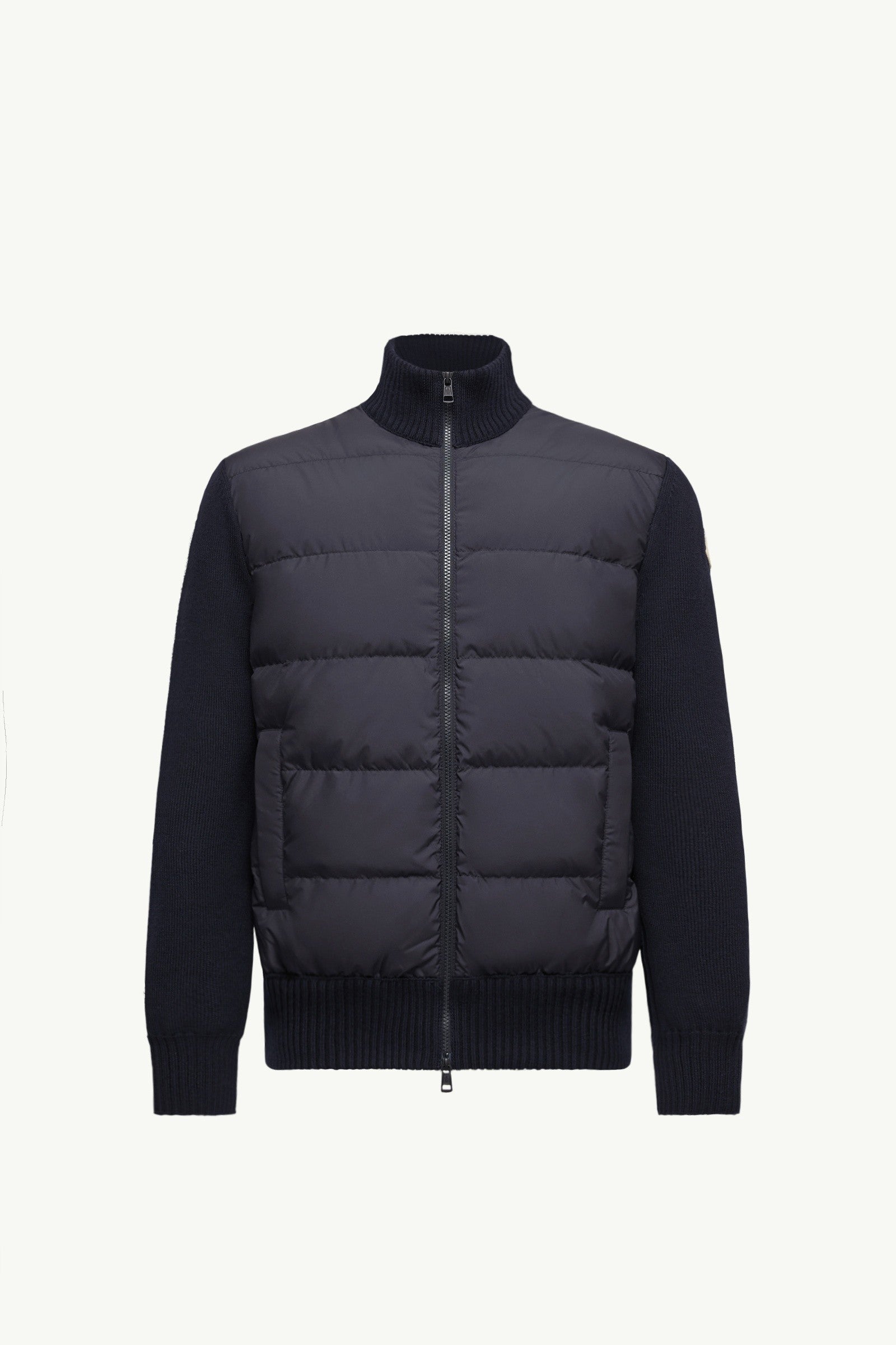 Moncler Padded Wool Zip-Up Cardigan Navy Blue Navy Blue