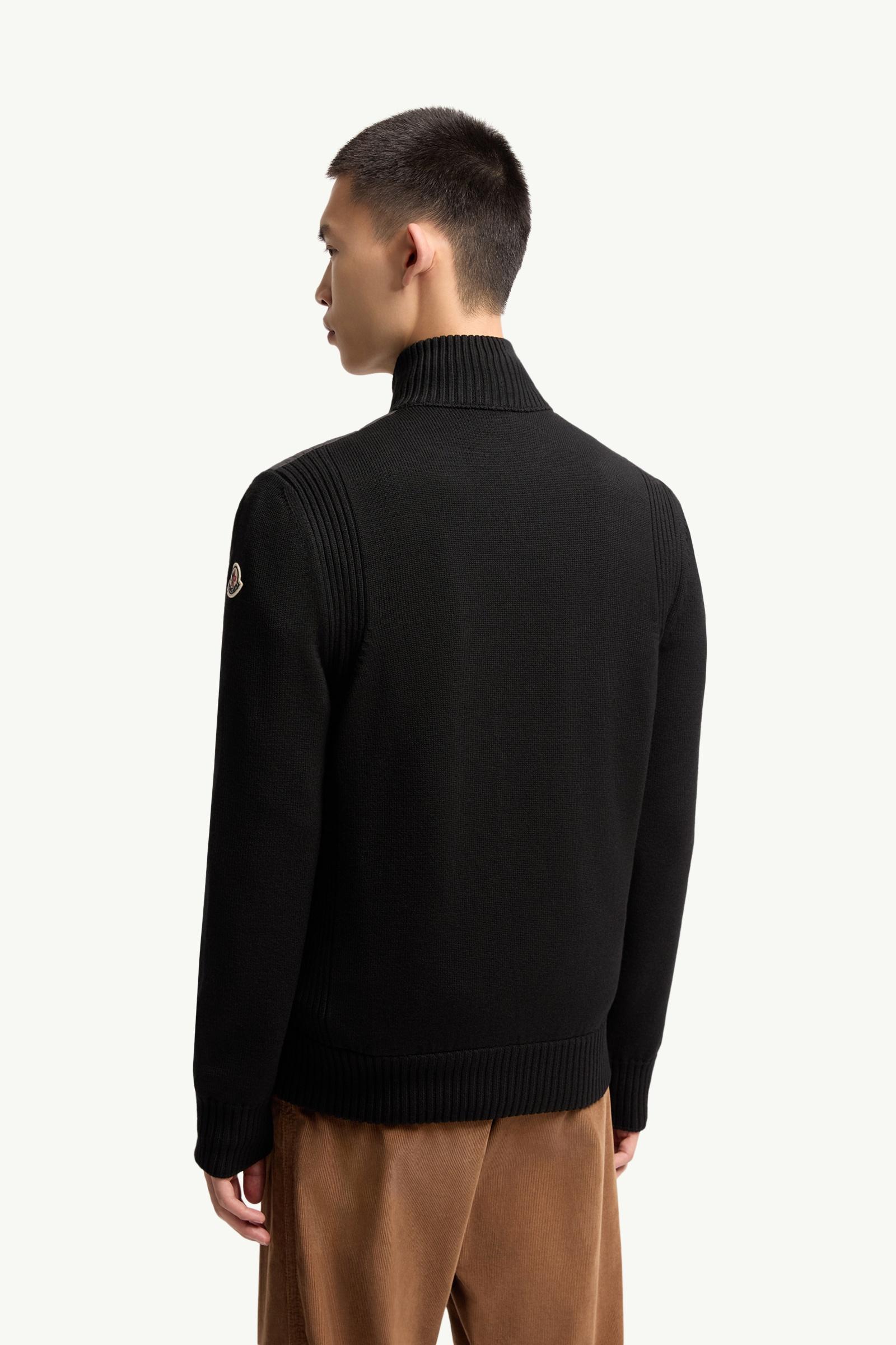 Moncler Padded Wool Zip-Up Cardigan Black Black
