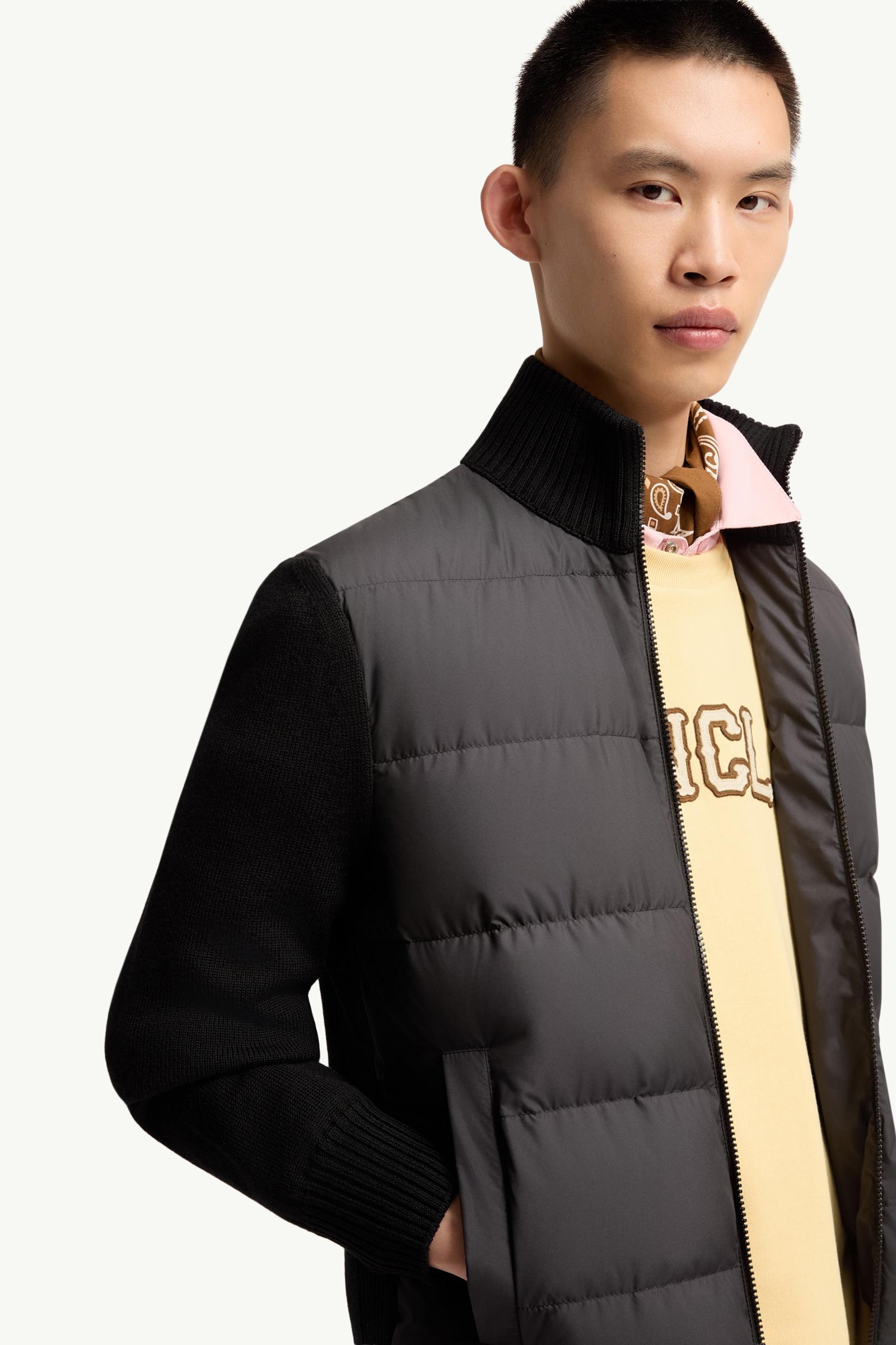 Moncler Padded Wool Zip-Up Cardigan Black Black