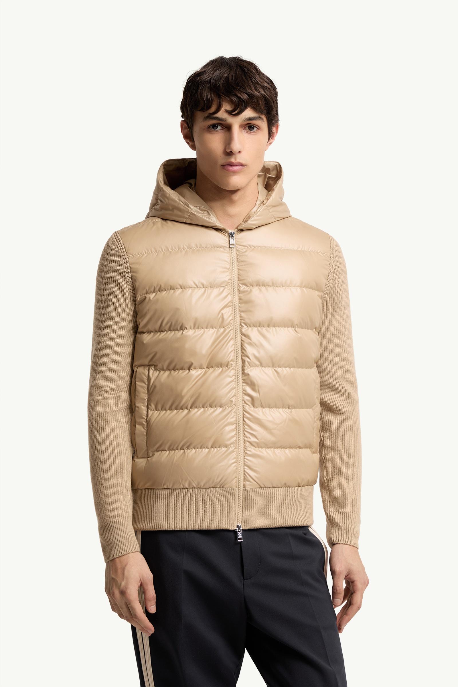 Moncler Padded Wool Zip-Up Hoodie Light Beige Light Beige