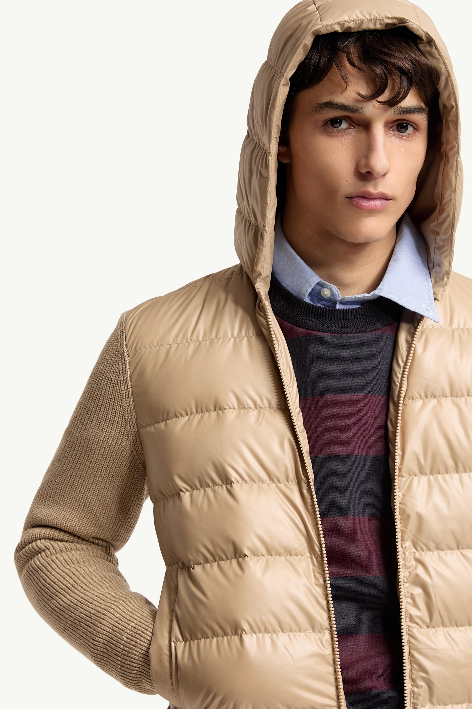 Moncler Padded Wool Zip-Up Hoodie Light Beige Light Beige
