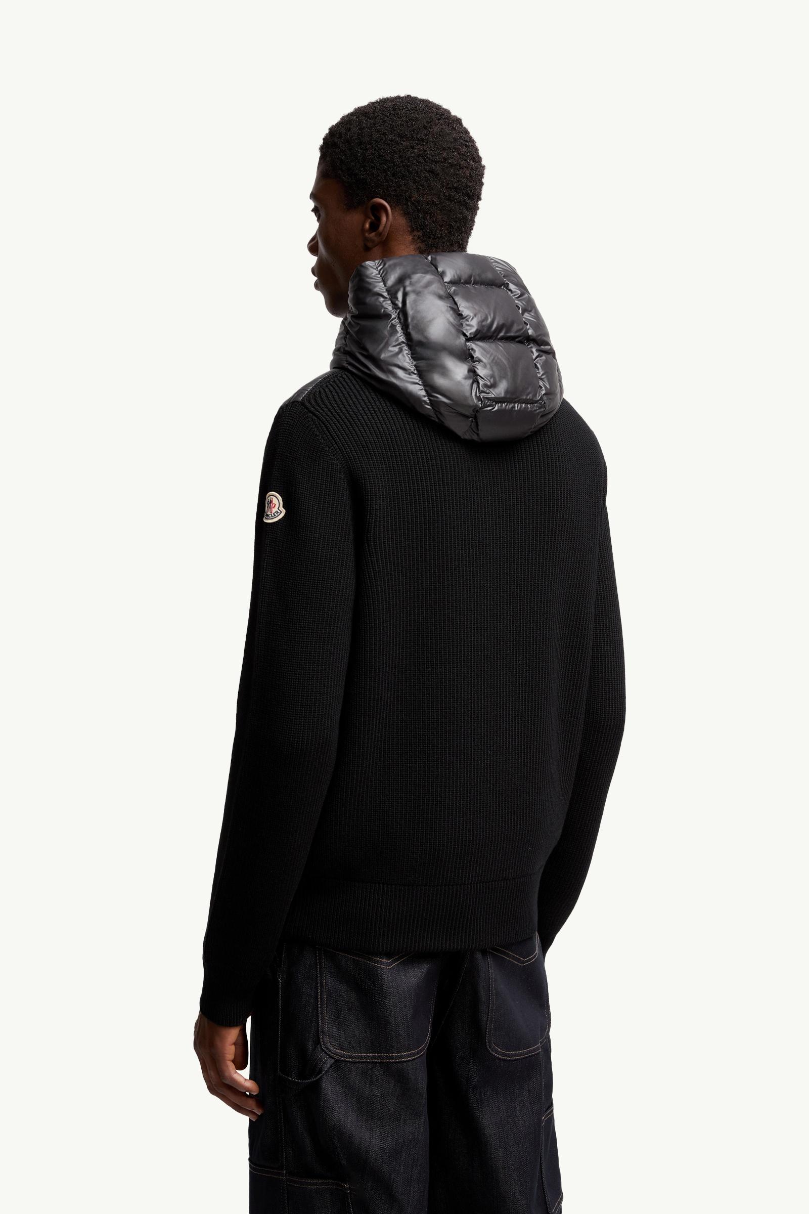 Moncler Padded Wool Zip-Up Hoodie Black Black