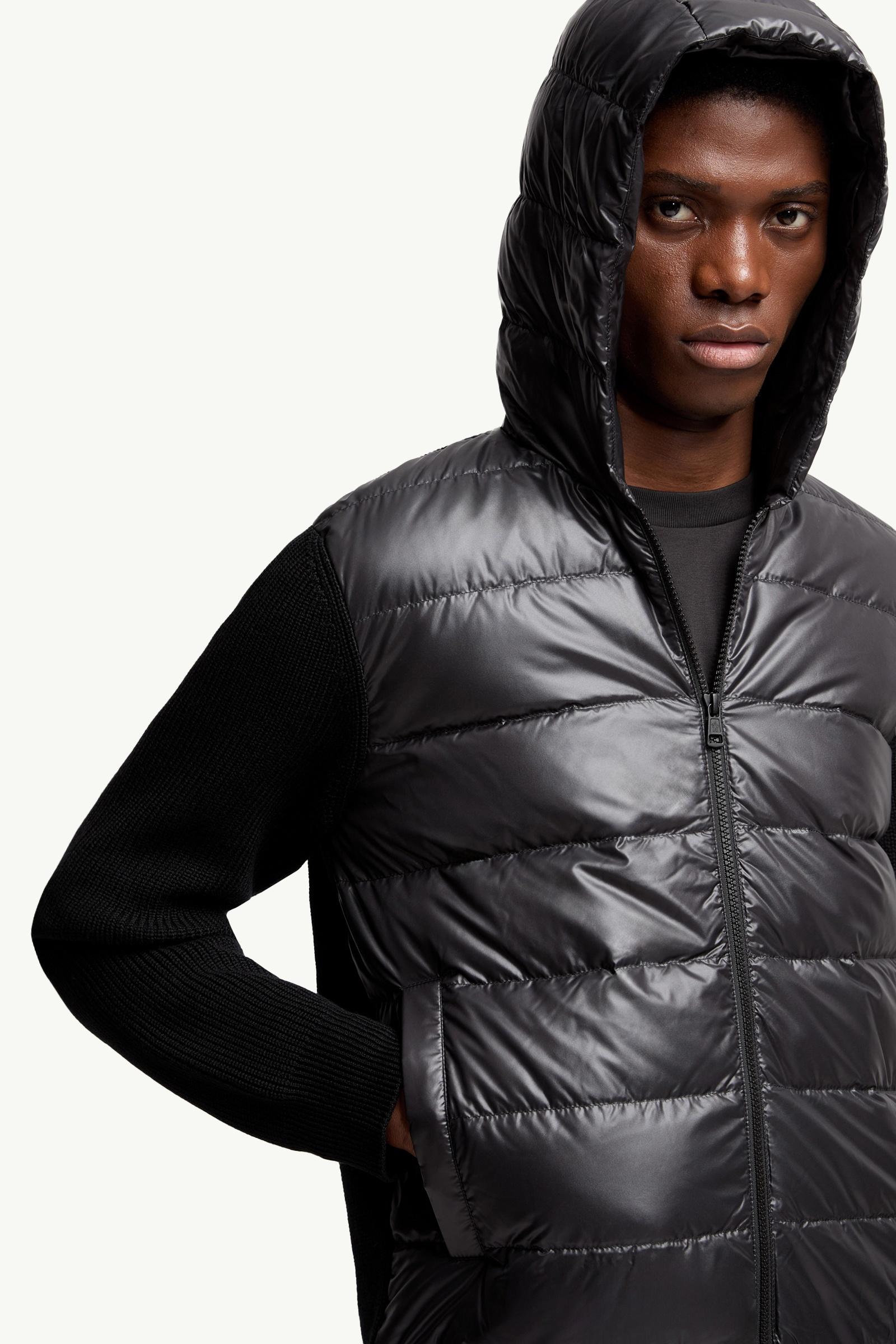 Moncler Padded Wool Zip-Up Hoodie Black Black