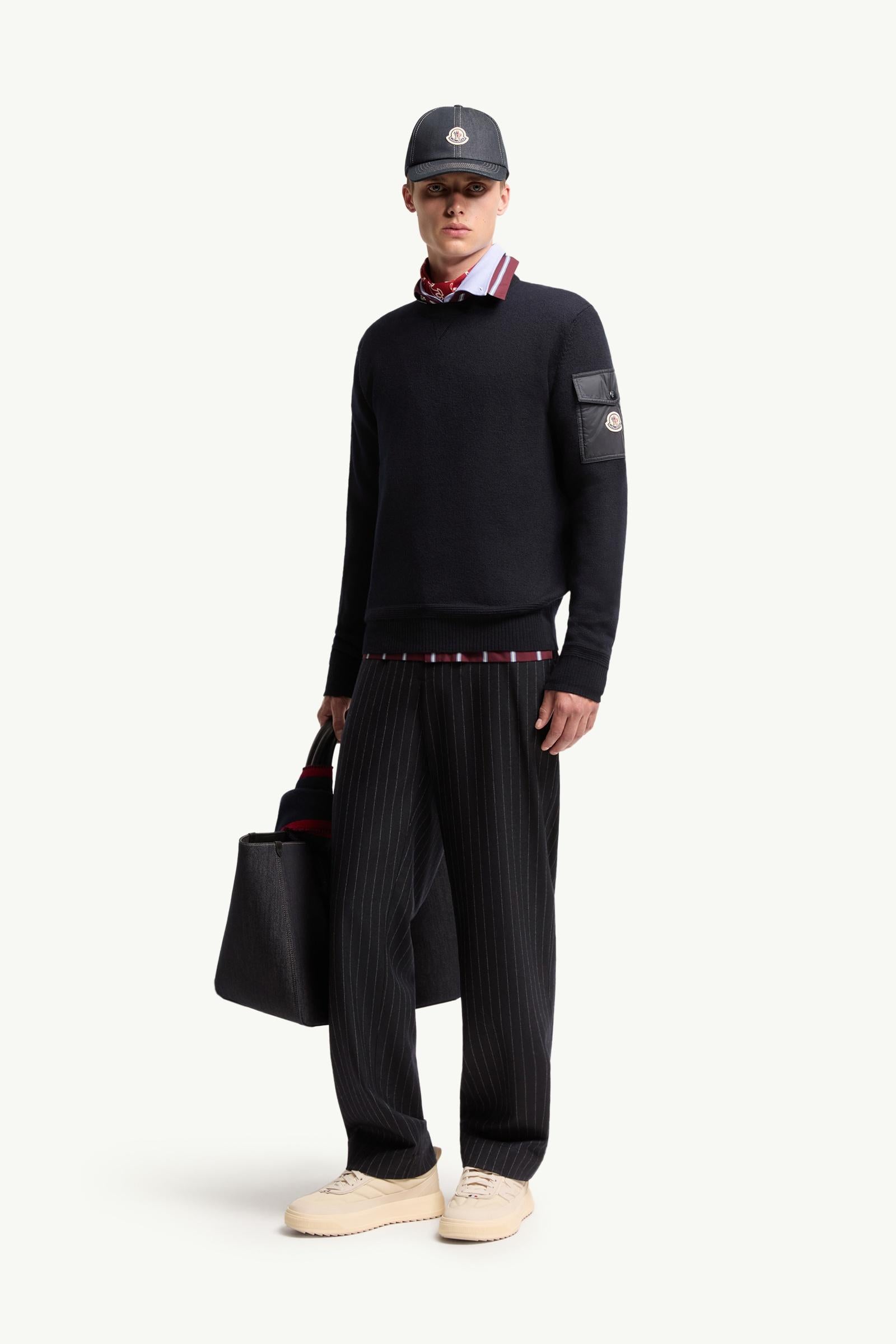 Moncler Wool Sweater Navy Blue Navy Blue