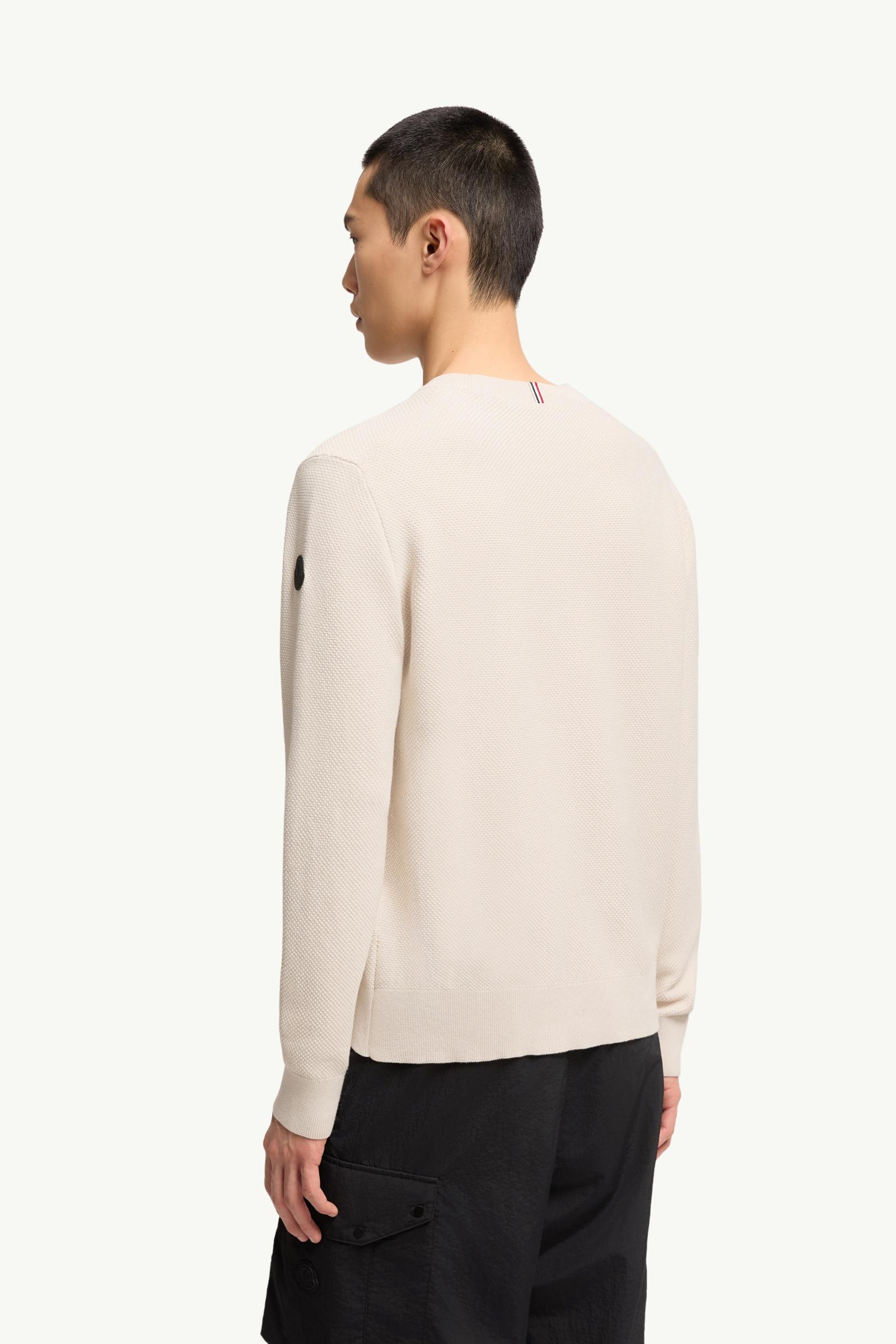 Moncler Cotton Knit Sweater White Ivory White Ivory