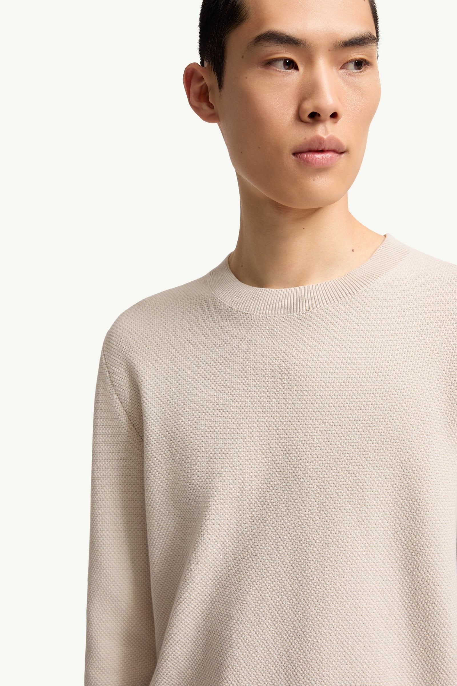 Moncler Cotton Knit Sweater White Ivory White Ivory
