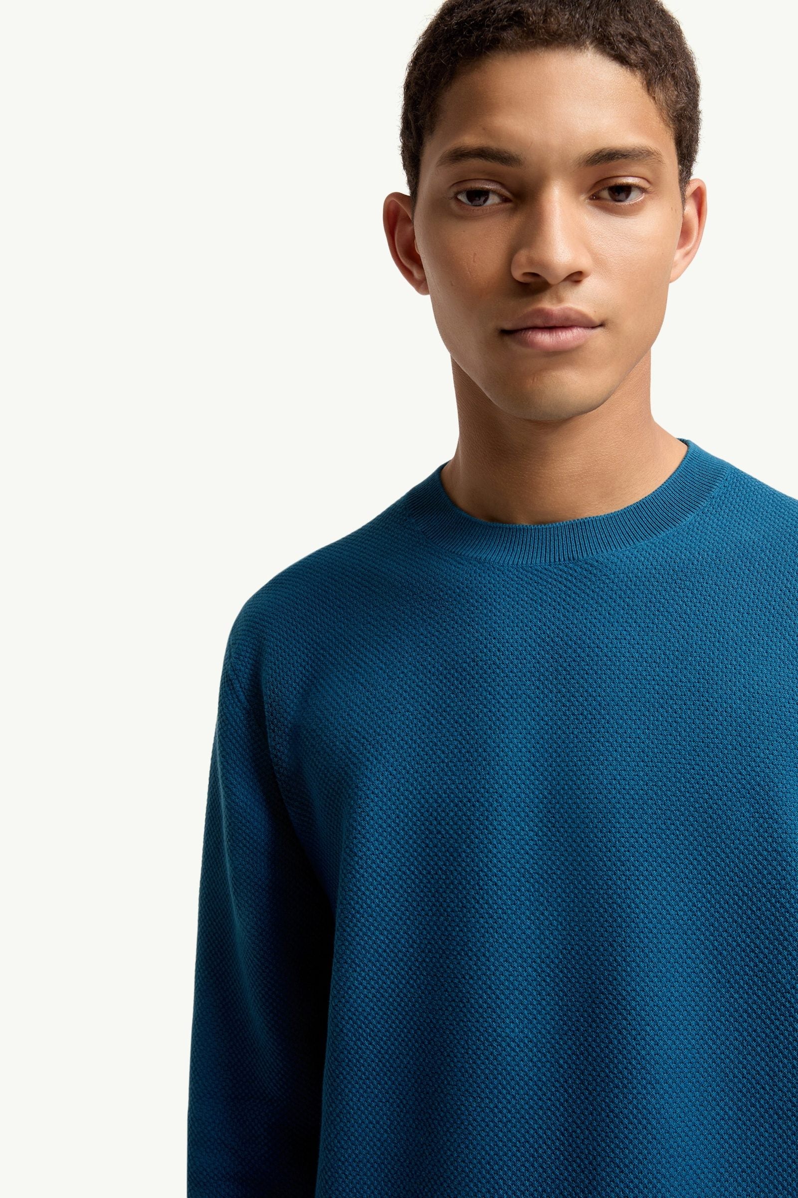 Moncler Cotton Knit Sweater Ink Blue Ink Blue
